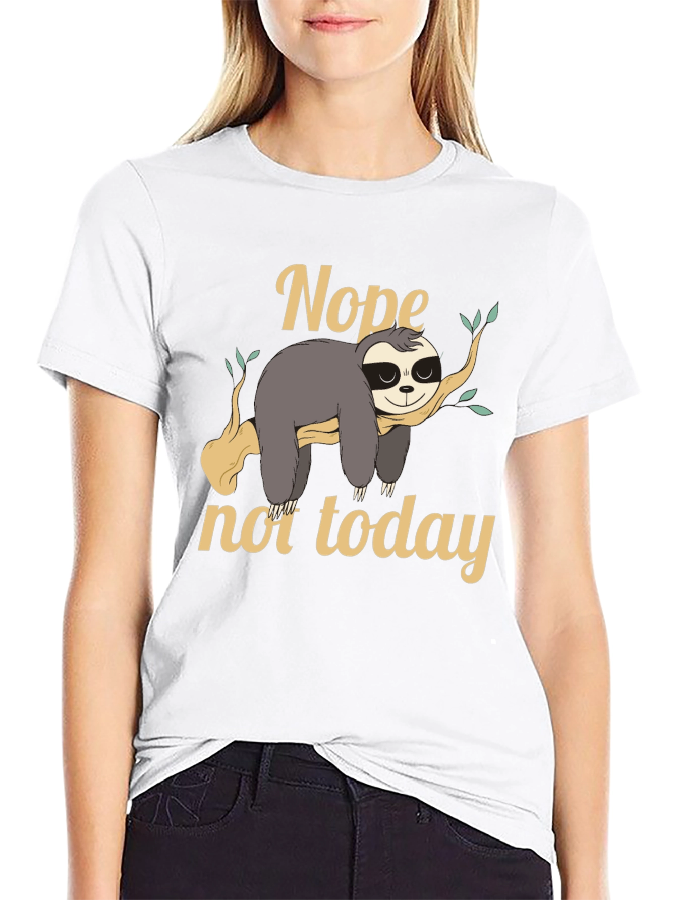 Nope Not Today Sloth Graphic Tee - Black