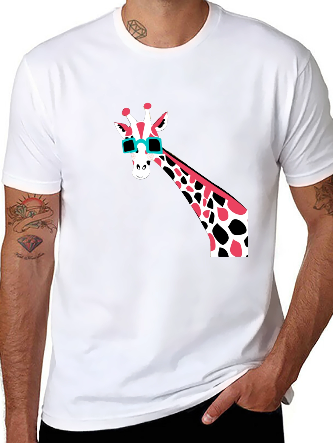 Cool Giraffe Graphic T-Shirt - Mens Black Tee