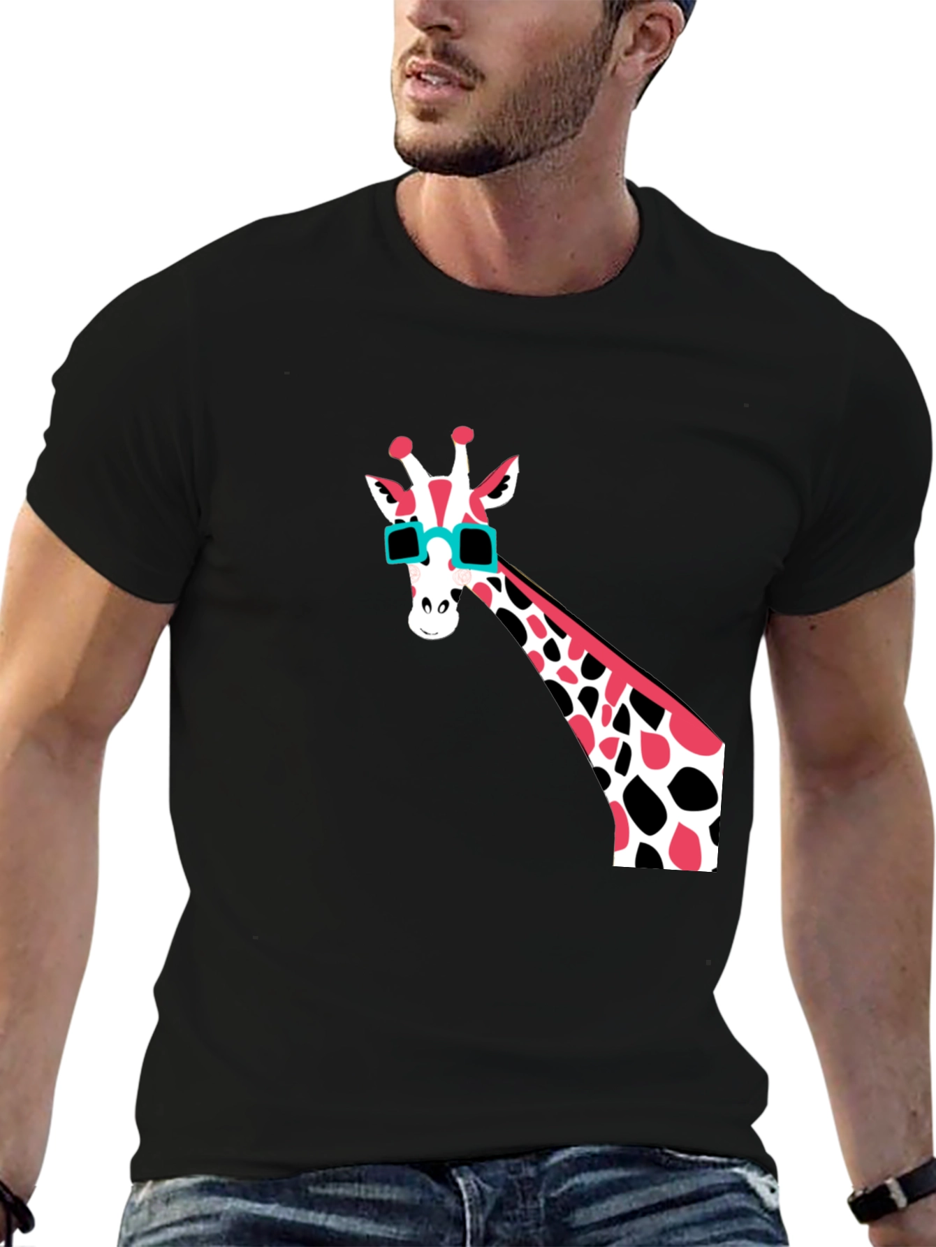 Cool Giraffe Graphic T-Shirt - Mens Black Tee