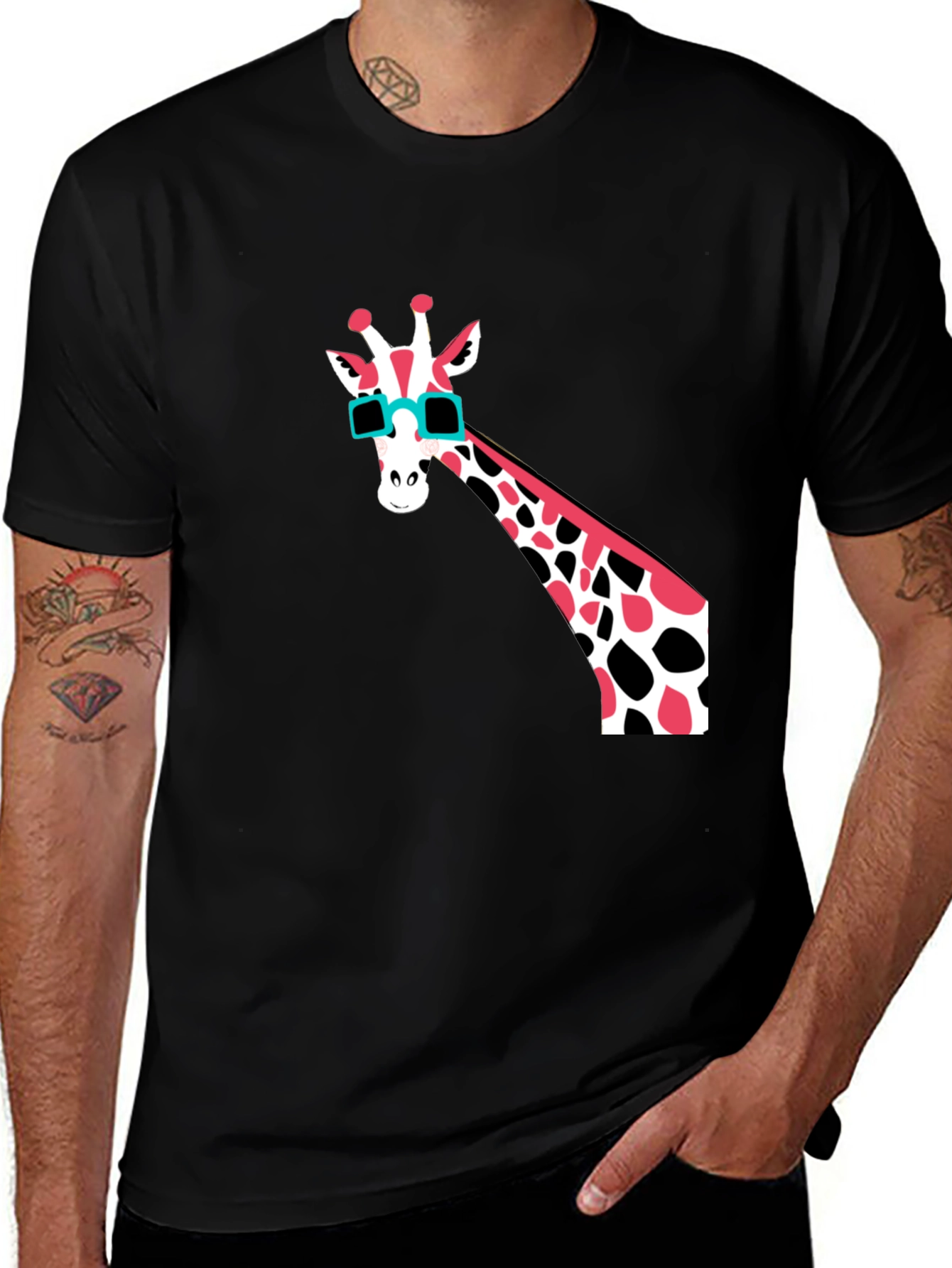 Cool Giraffe Graphic T-Shirt - Mens Black Tee