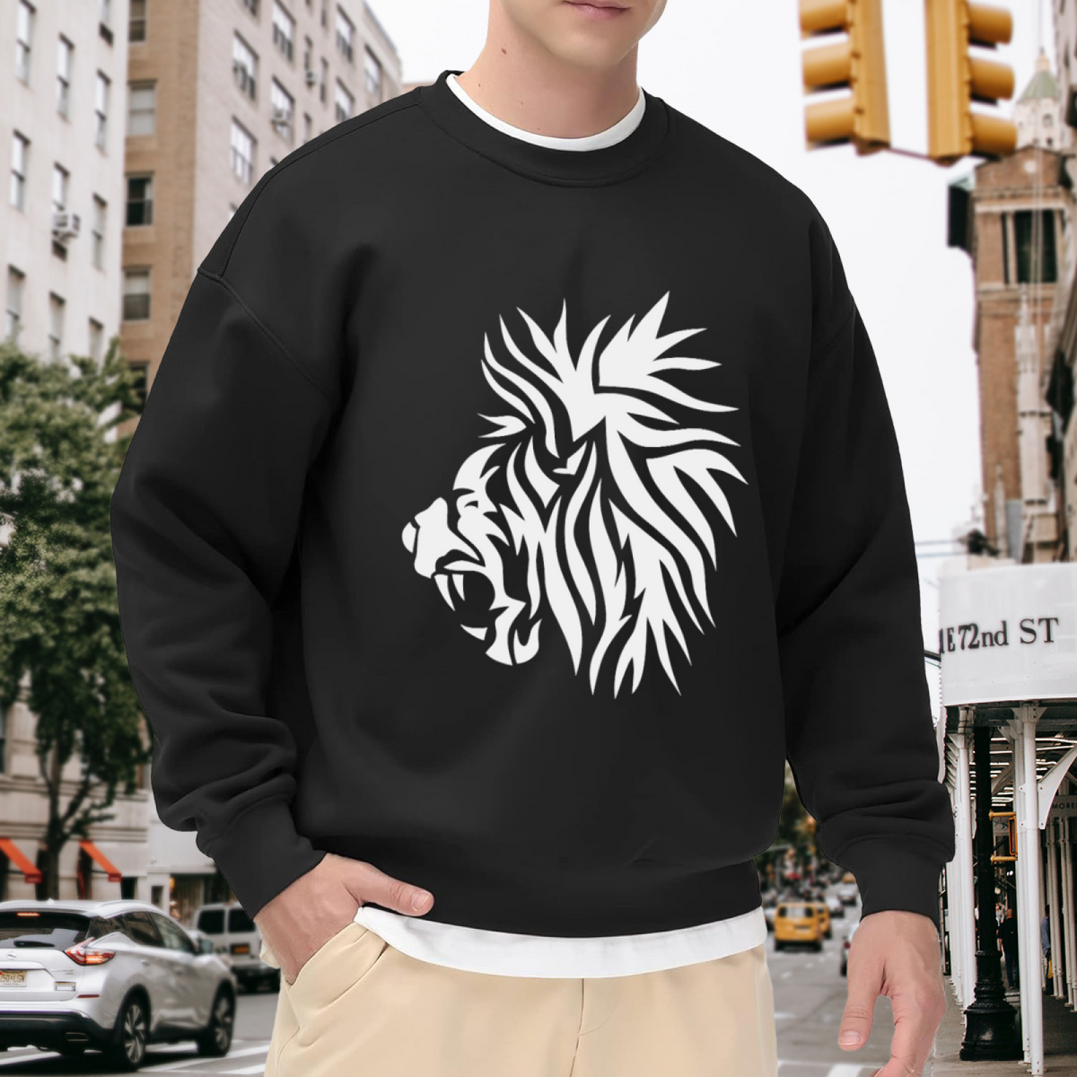 Lion Head Graphic - Crewneck Sweatshirt | Lion Lover, Lion Gift, Animal Design Gift