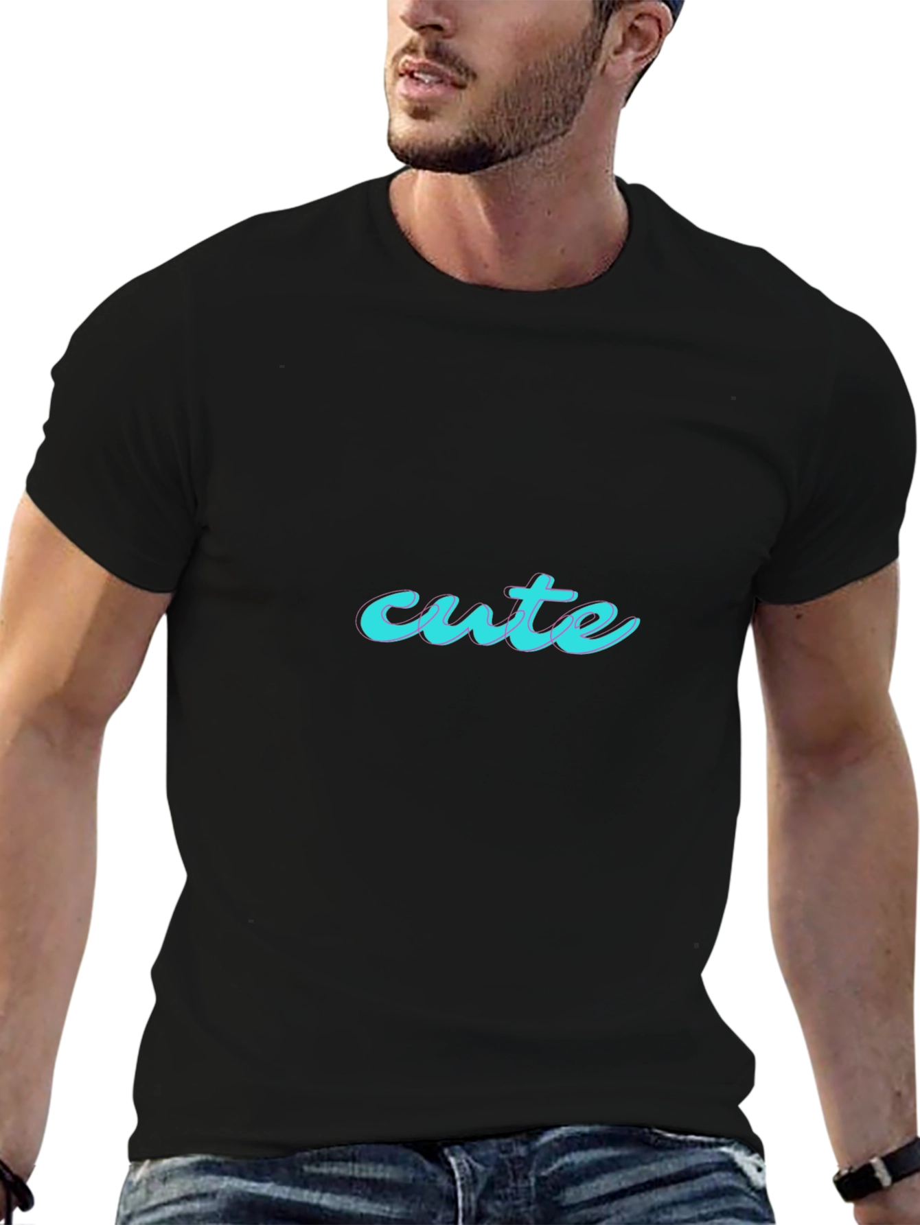 Cute Graphic Print Black T-Shirt