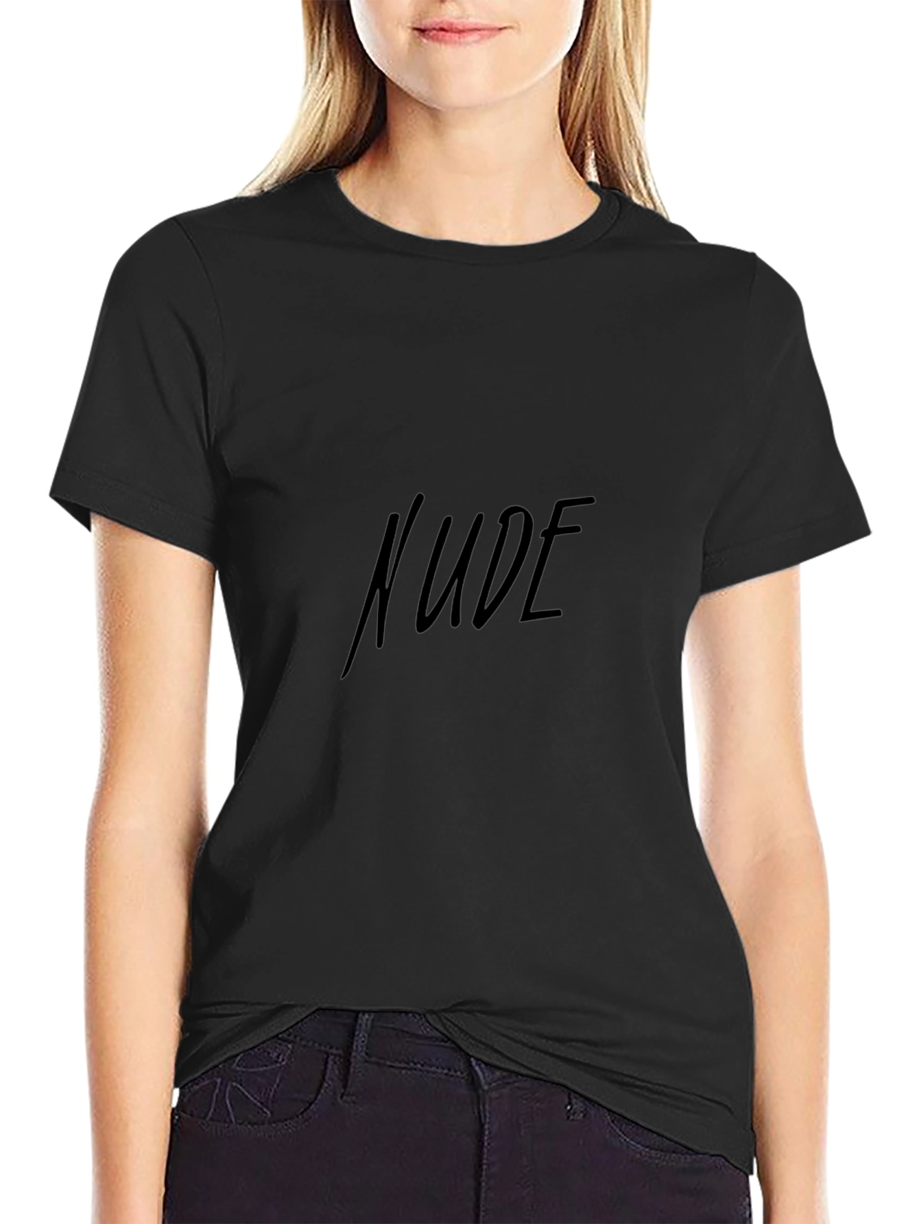 Mens Black Graphic T-Shirt - Nude
