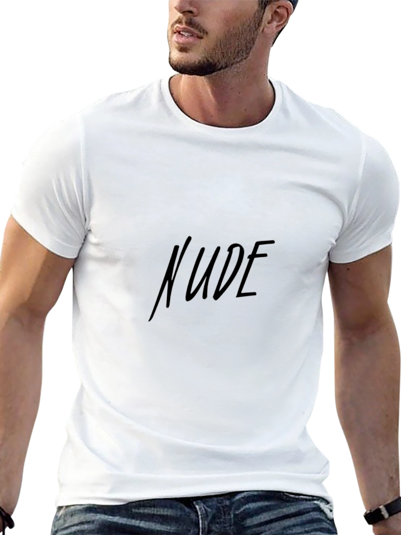 Mens Black Graphic T-Shirt - Nude