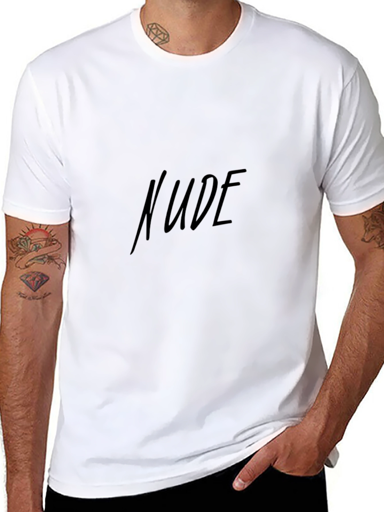 Mens Black Graphic T-Shirt - Nude