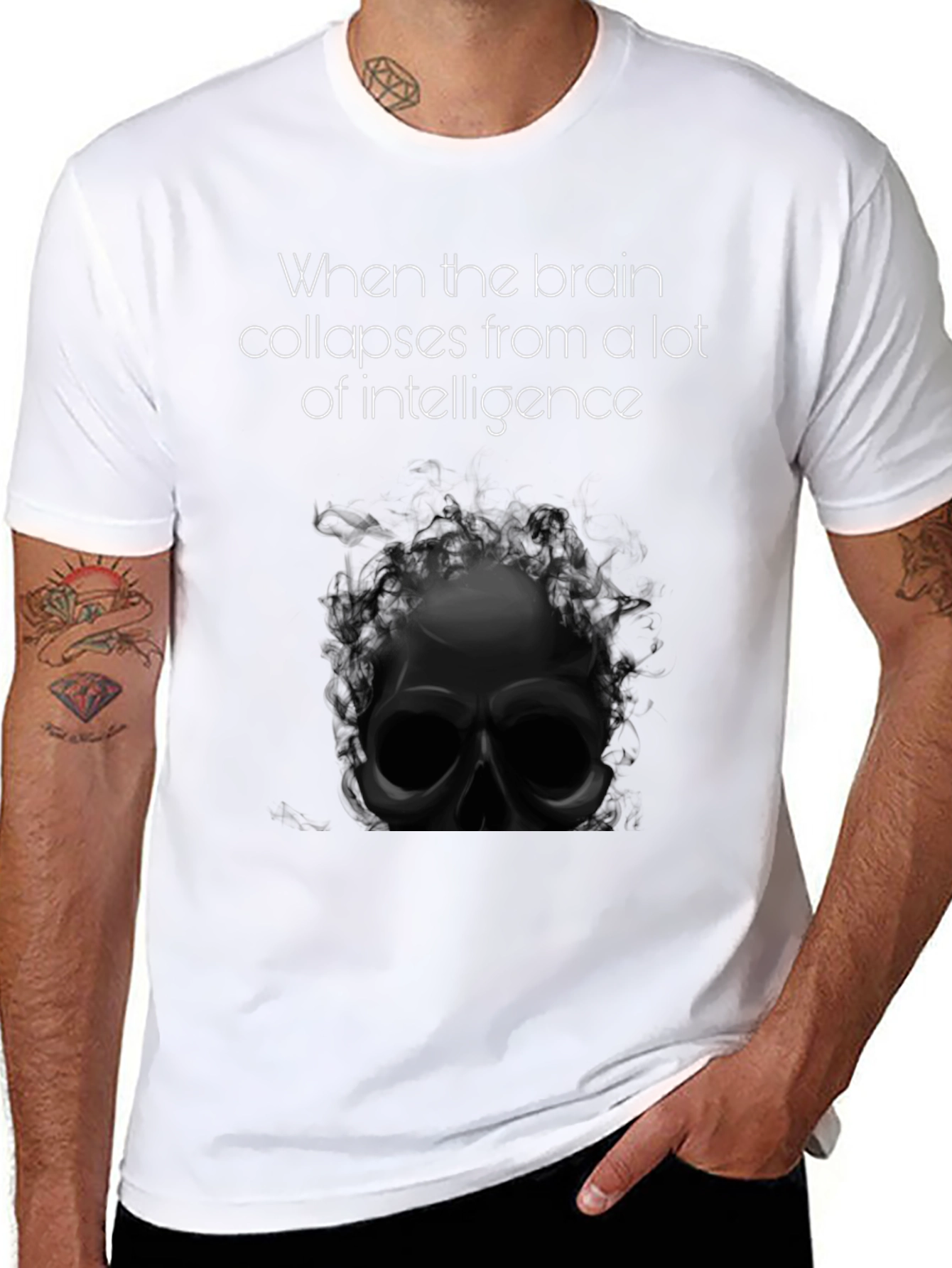 Intelligence Overload Tee - Skull Graphic T-Shirt
