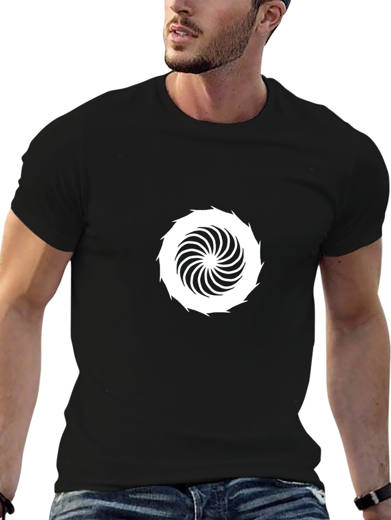 Modern Vortex Graphic Black T-Shirt