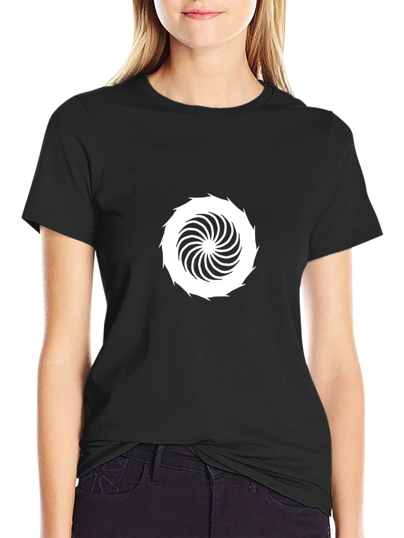 Modern Vortex Graphic Black T-Shirt