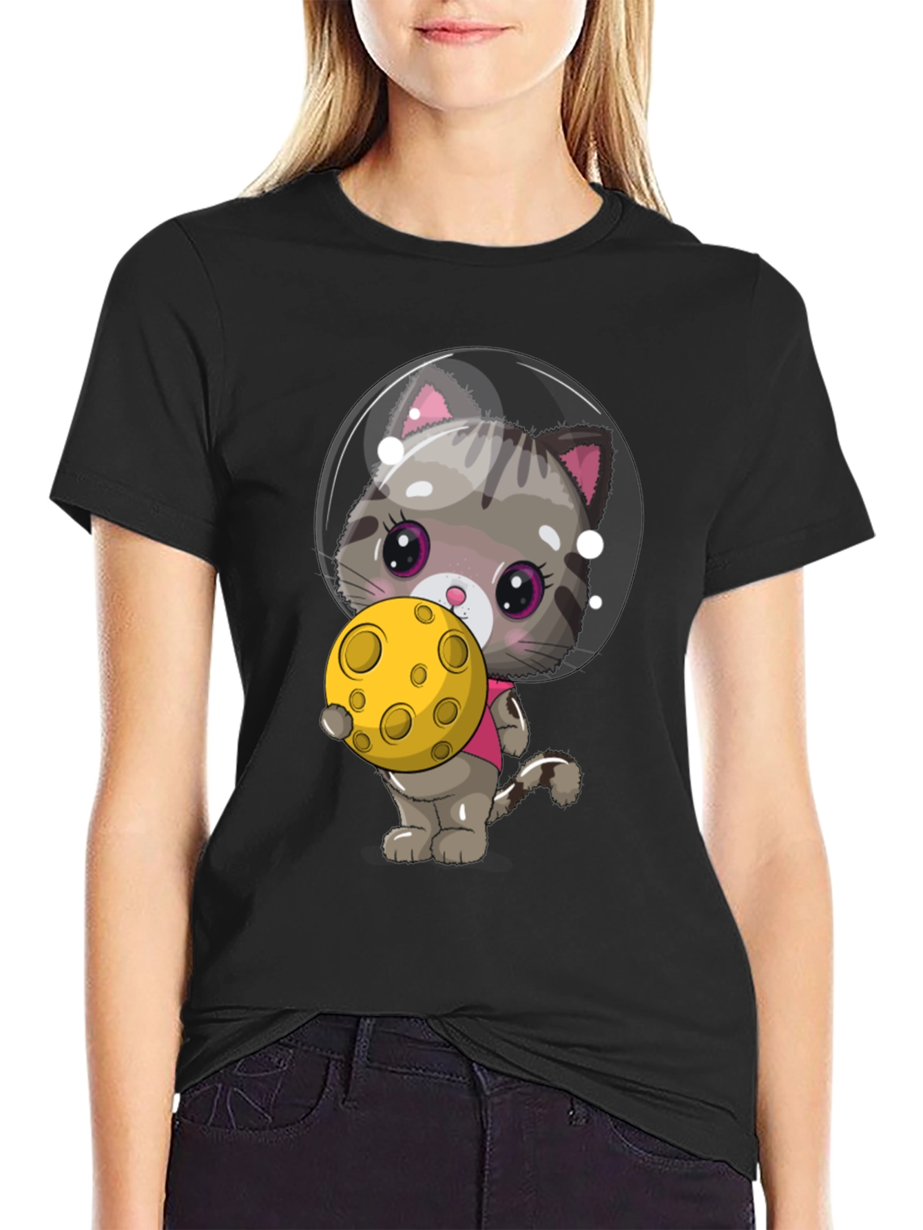 Astronaut Cat T-Shirt - Cute Kitten in Space