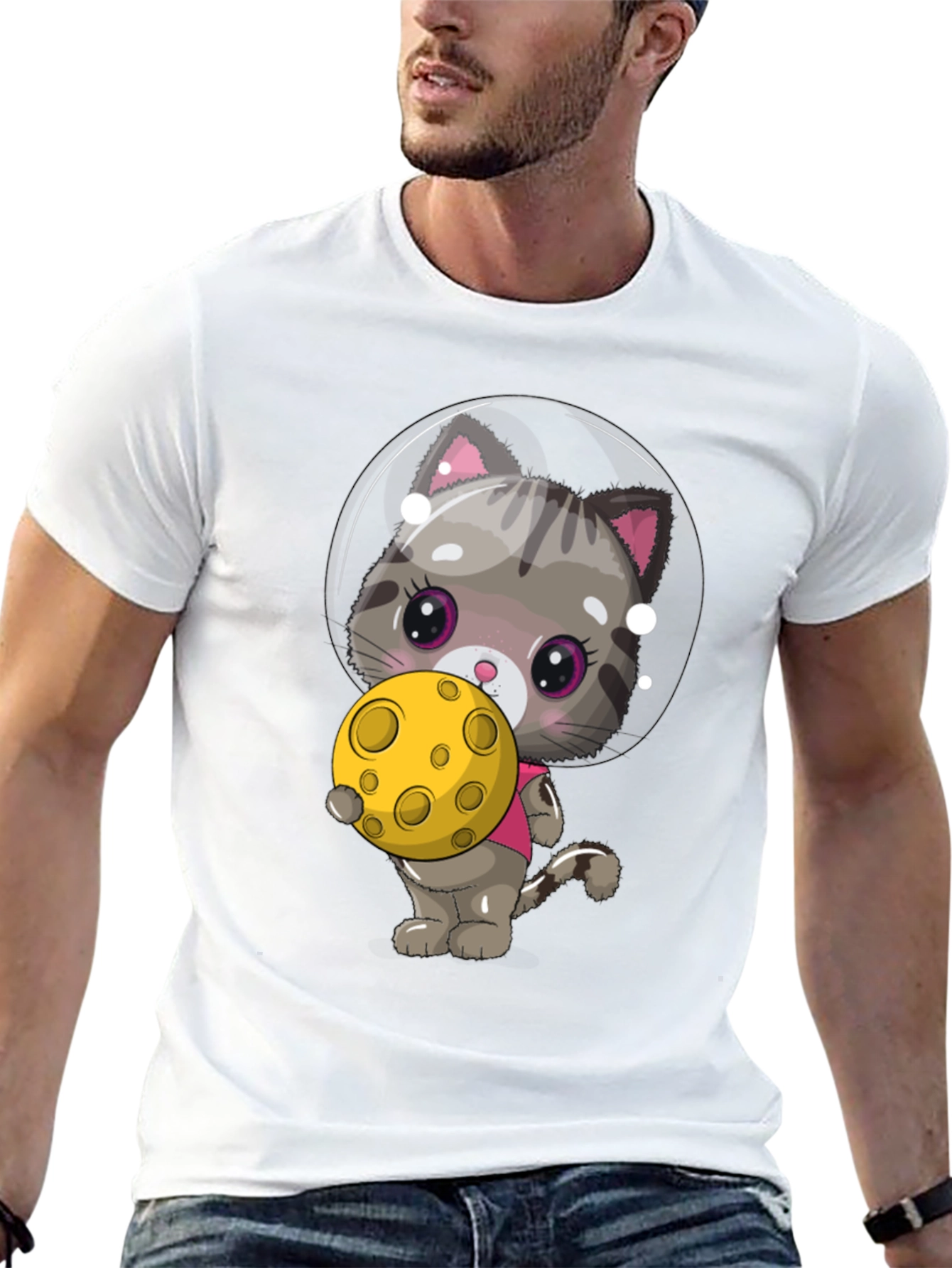 Astronaut Cat T-Shirt - Cute Kitten in Space
