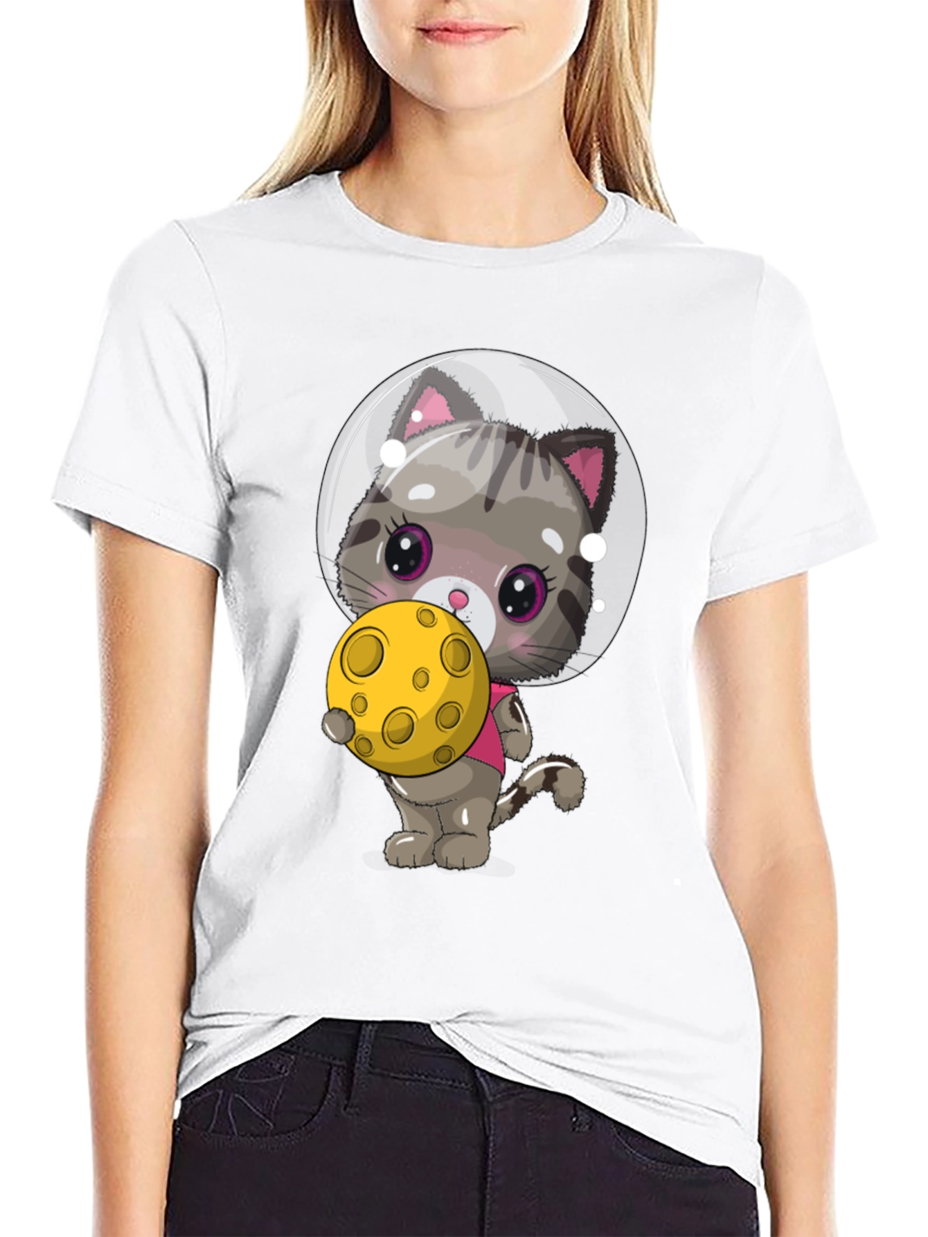 Astronaut Cat T-Shirt - Cute Kitten in Space