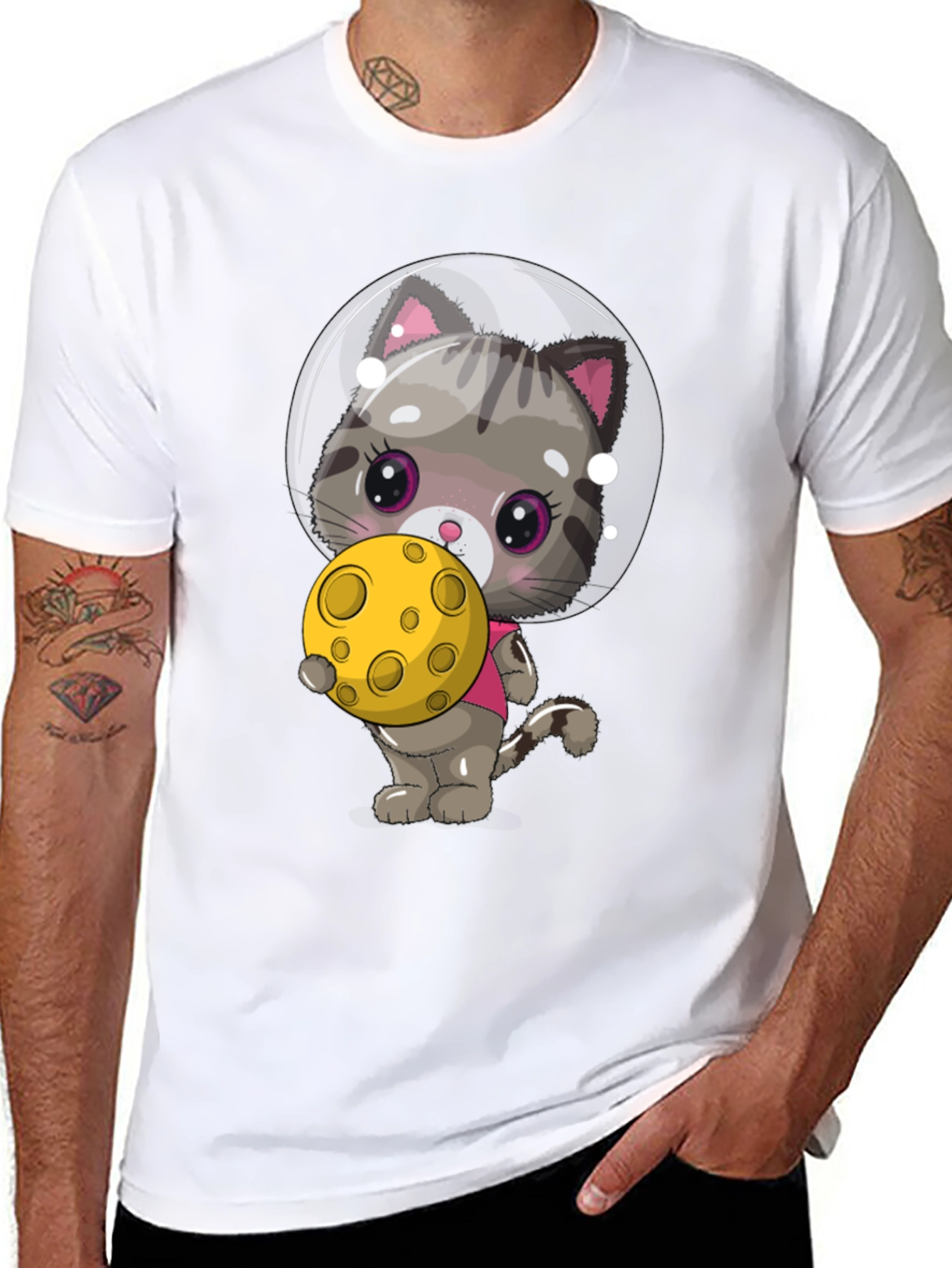 Astronaut Cat T-Shirt - Cute Kitten in Space