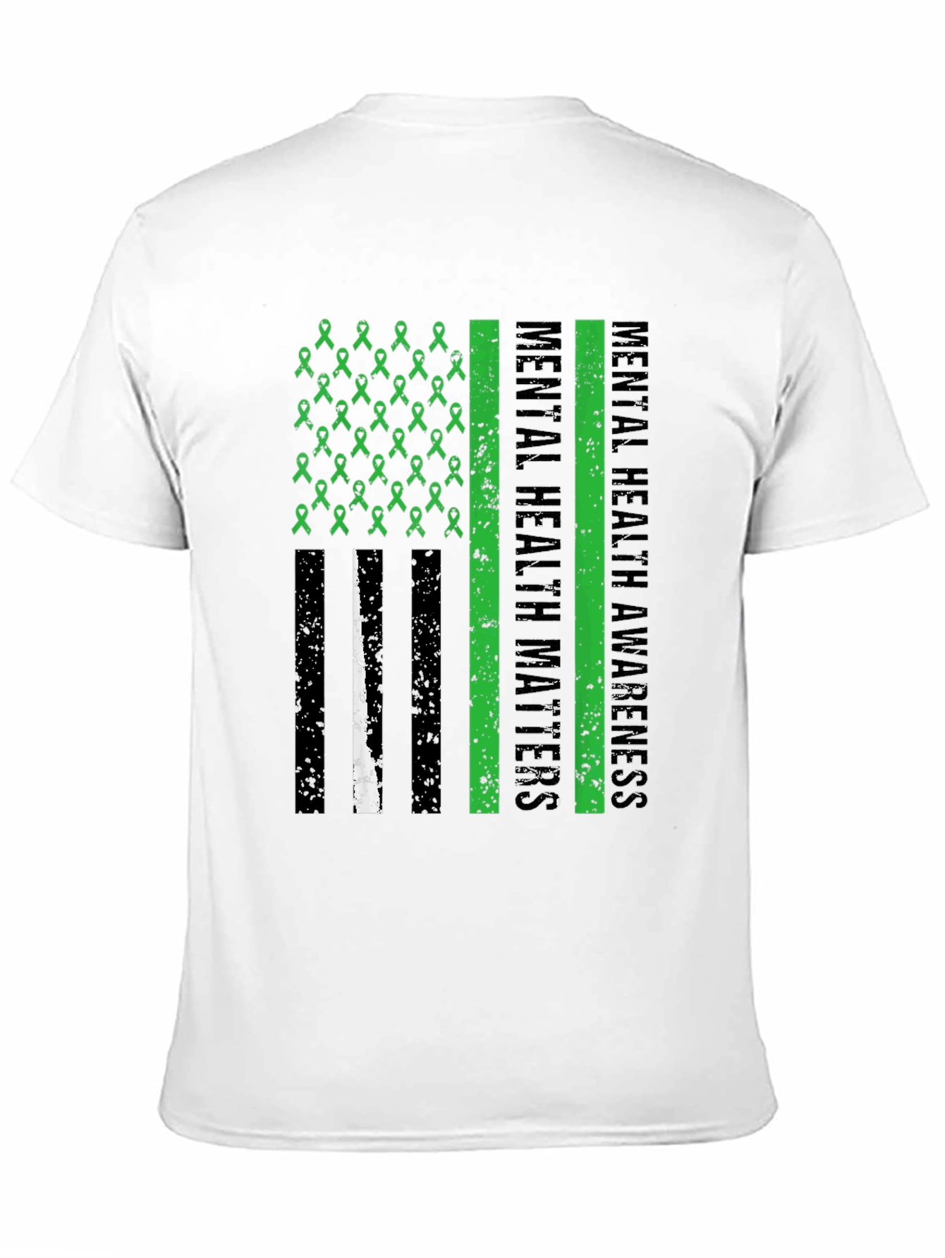Mental Health Matters Awareness Ribbon American Flag Tee