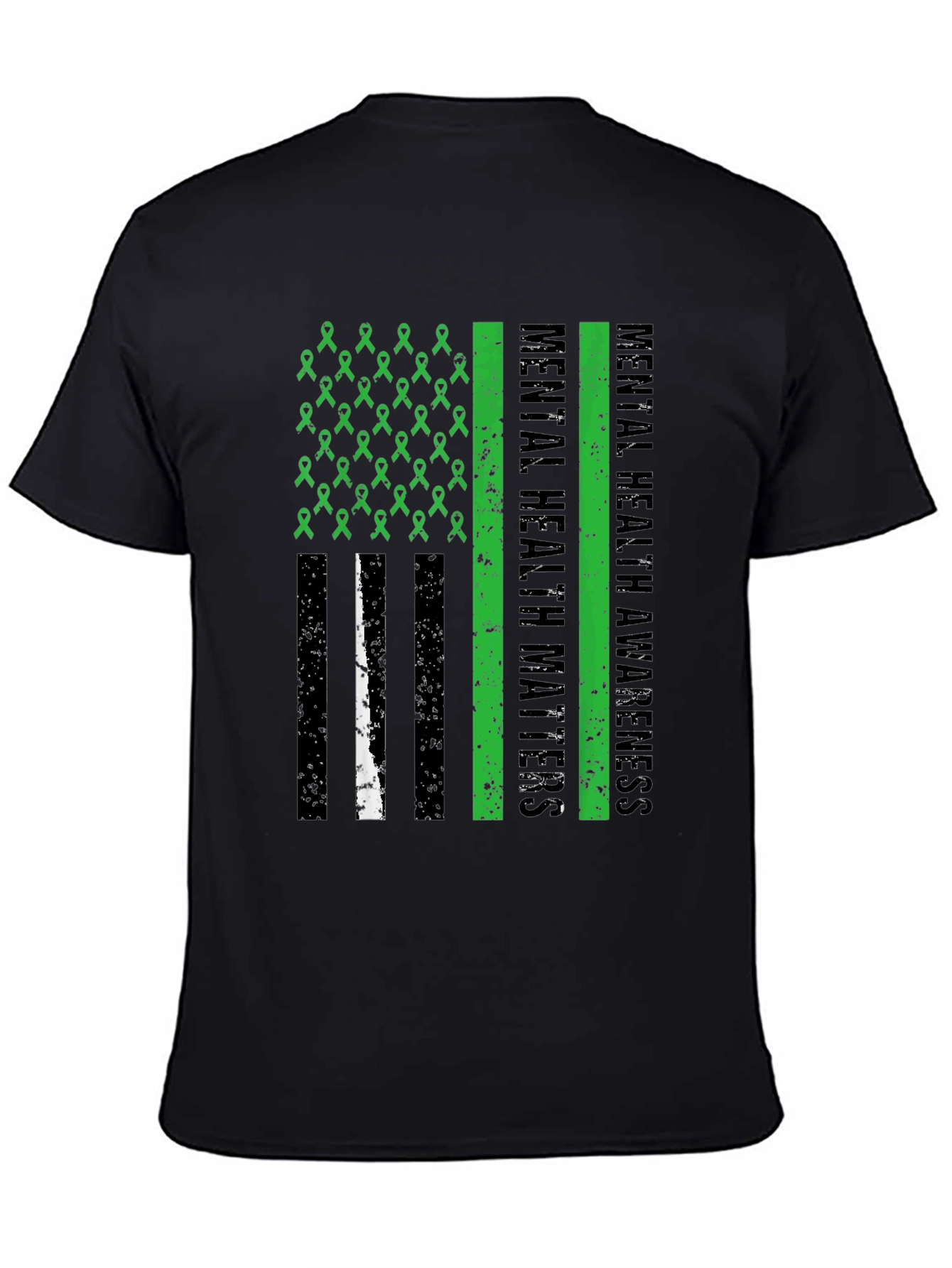 Mental Health Matters Awareness Ribbon American Flag Tee
