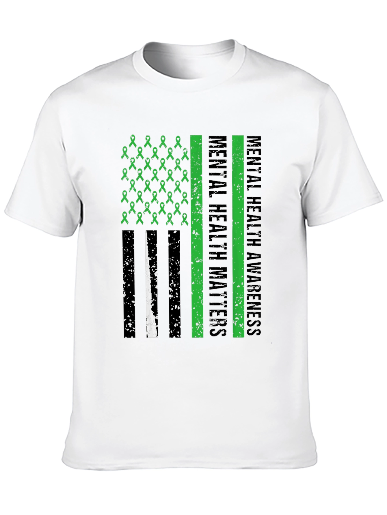 Mental Health Matters Awareness Ribbon American Flag Tee