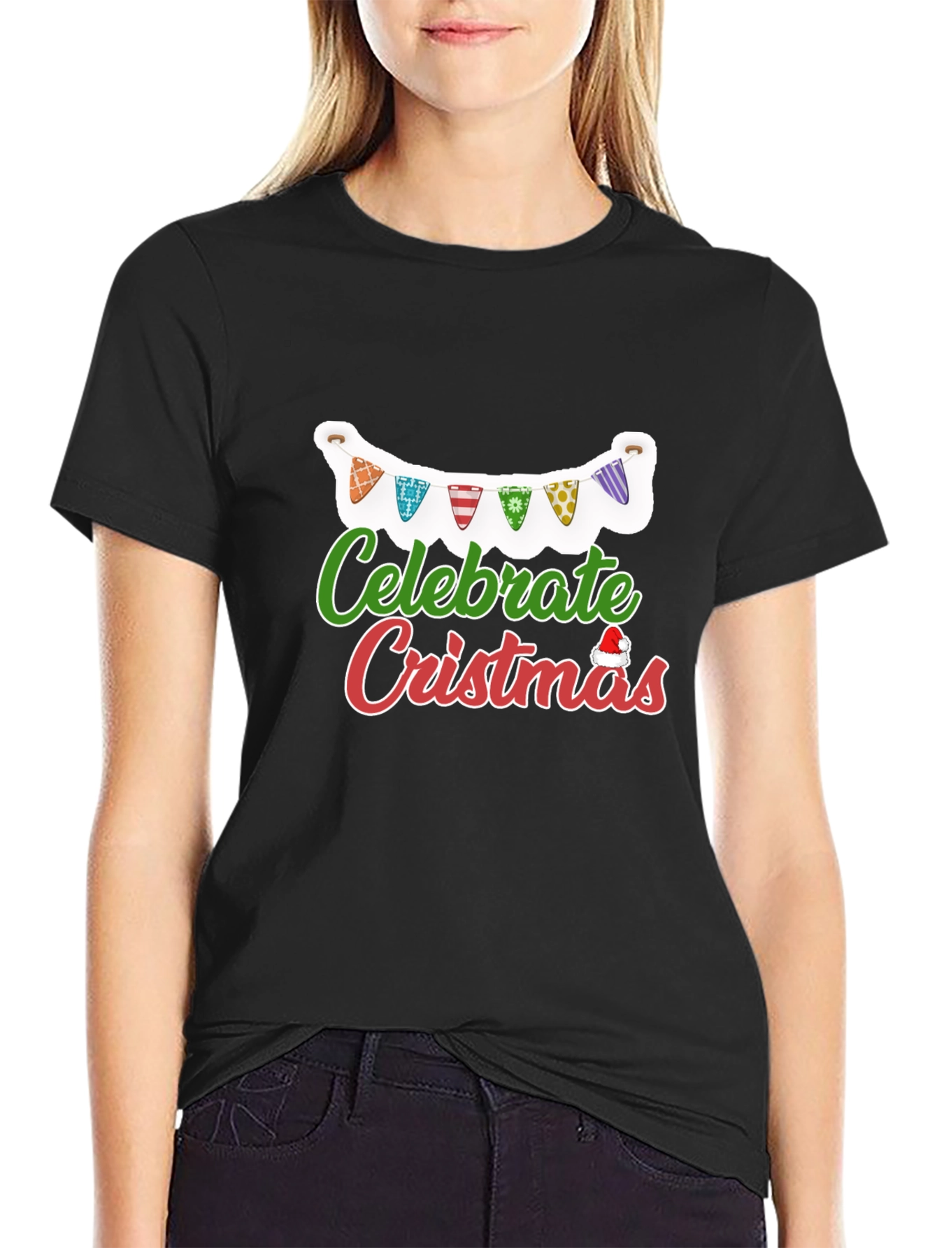 Celebrate Christmas T-Shirt Black Holiday Festive