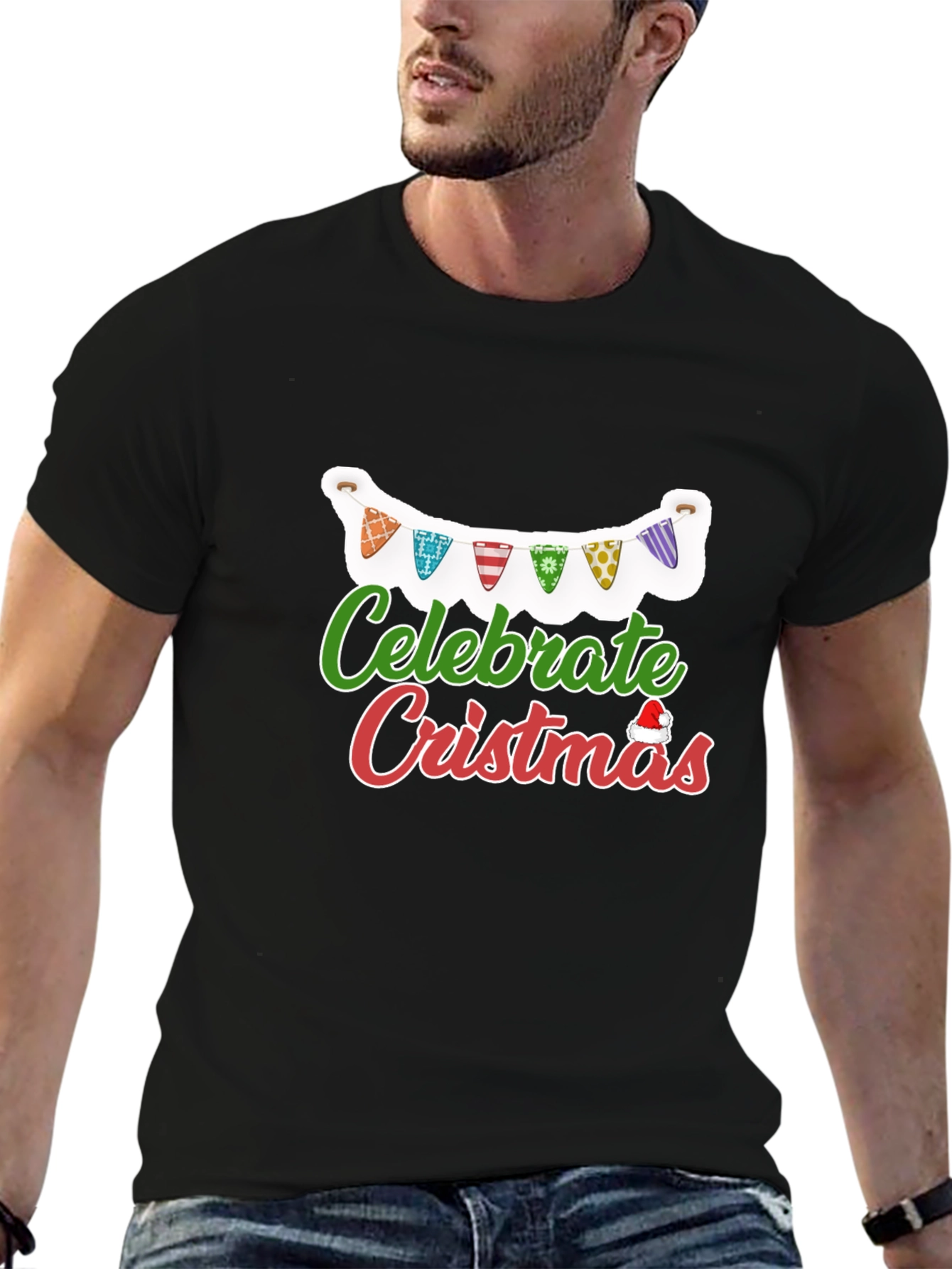 Celebrate Christmas T-Shirt Black Holiday Festive