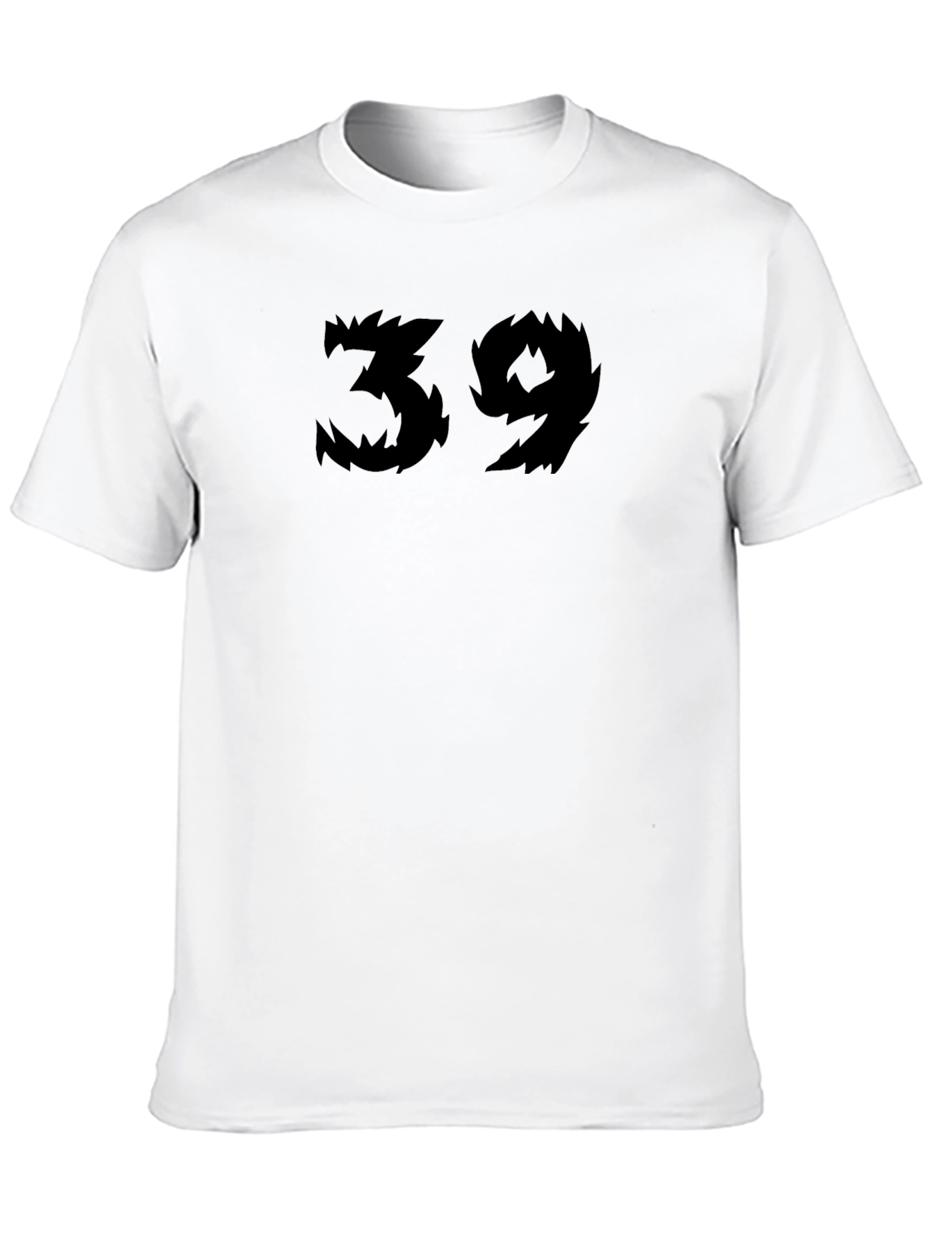 Black T-Shirt with Spiky Number 39 Design