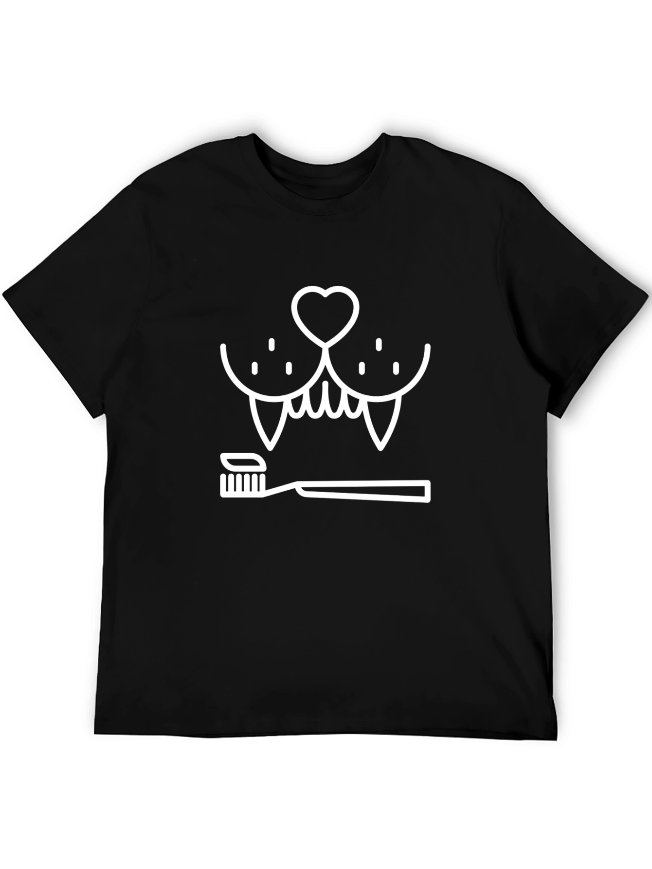 Funny Dog Teeth and Toothbrush Graphic Tee