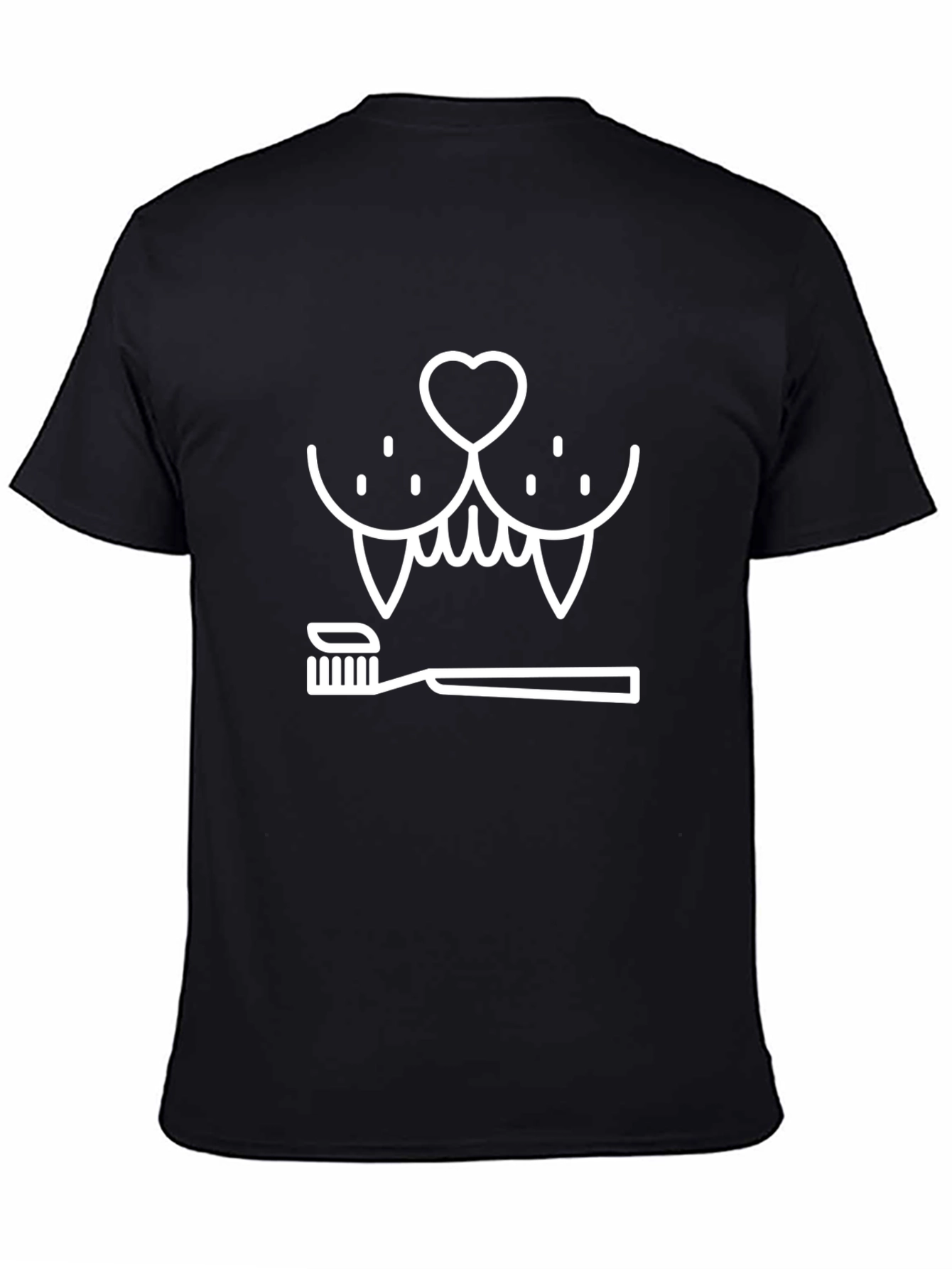 Funny Dog Teeth and Toothbrush Graphic Tee