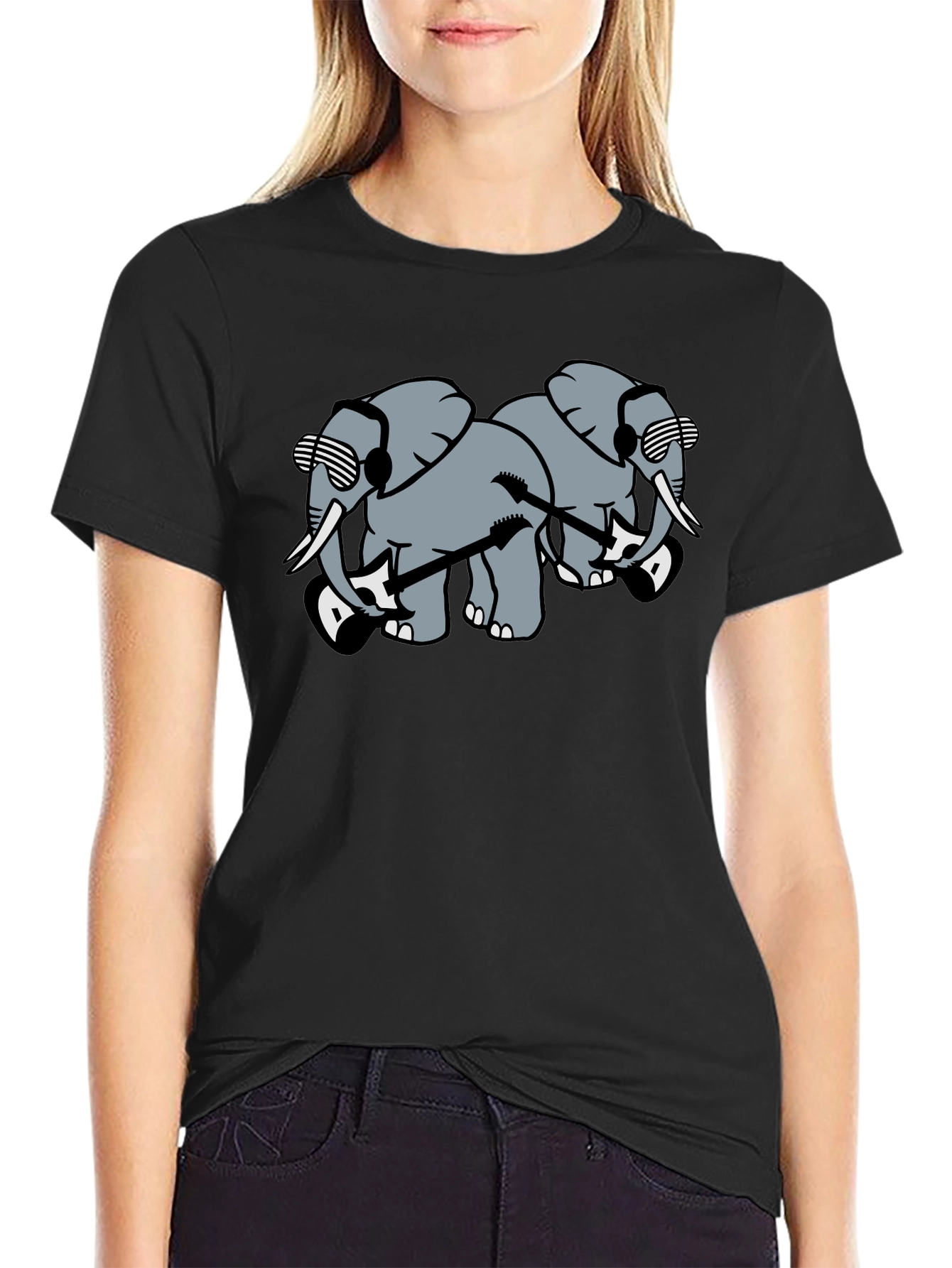 Cool Elephant Band T-Shirt - Black