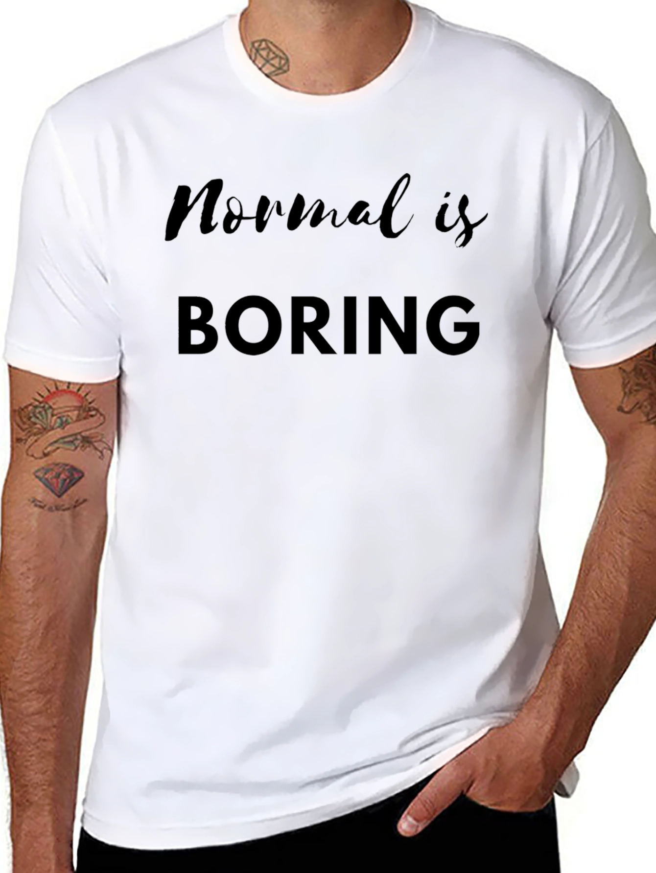 Normal is Boring Black Graphic T-Shirt