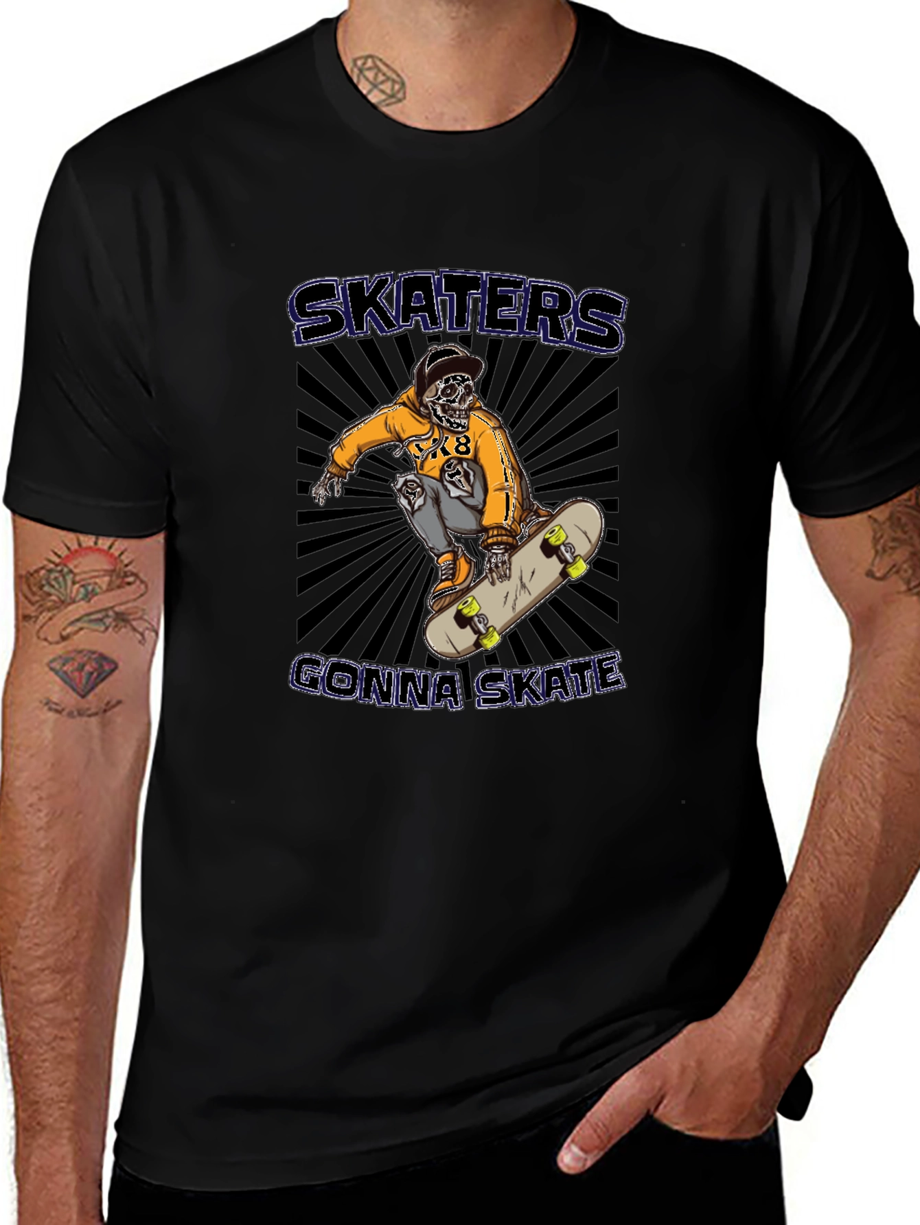 Skaters Gonna Skate Black Graphic Tee