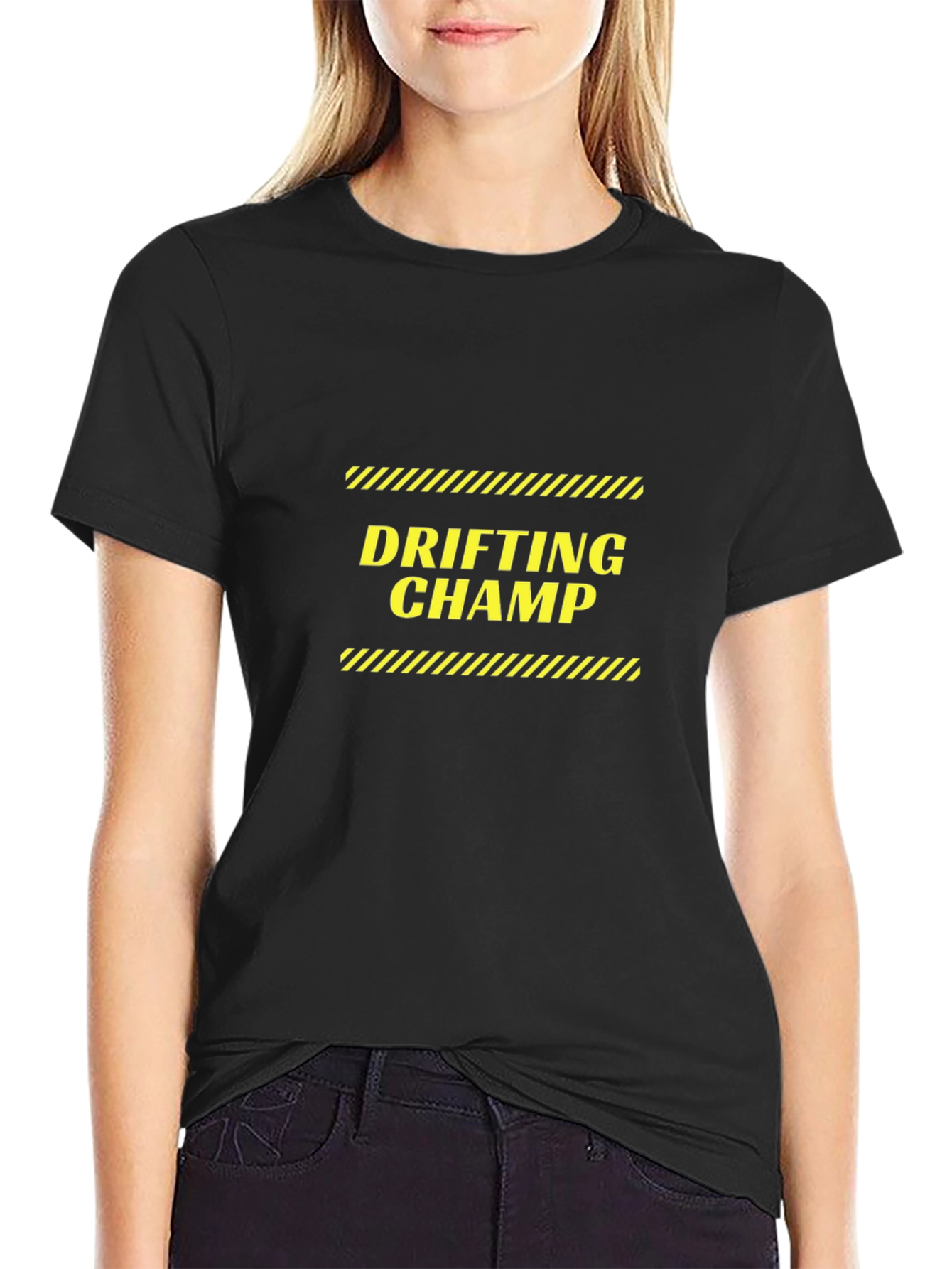 Drifting Champ Graphic Tee - Black Cotton T-Shirt