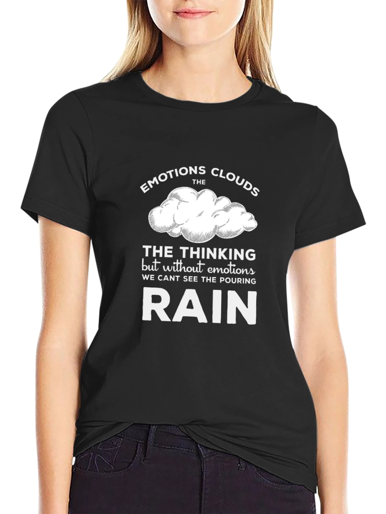Emotions Clouds Graphic T-Shirt - Black