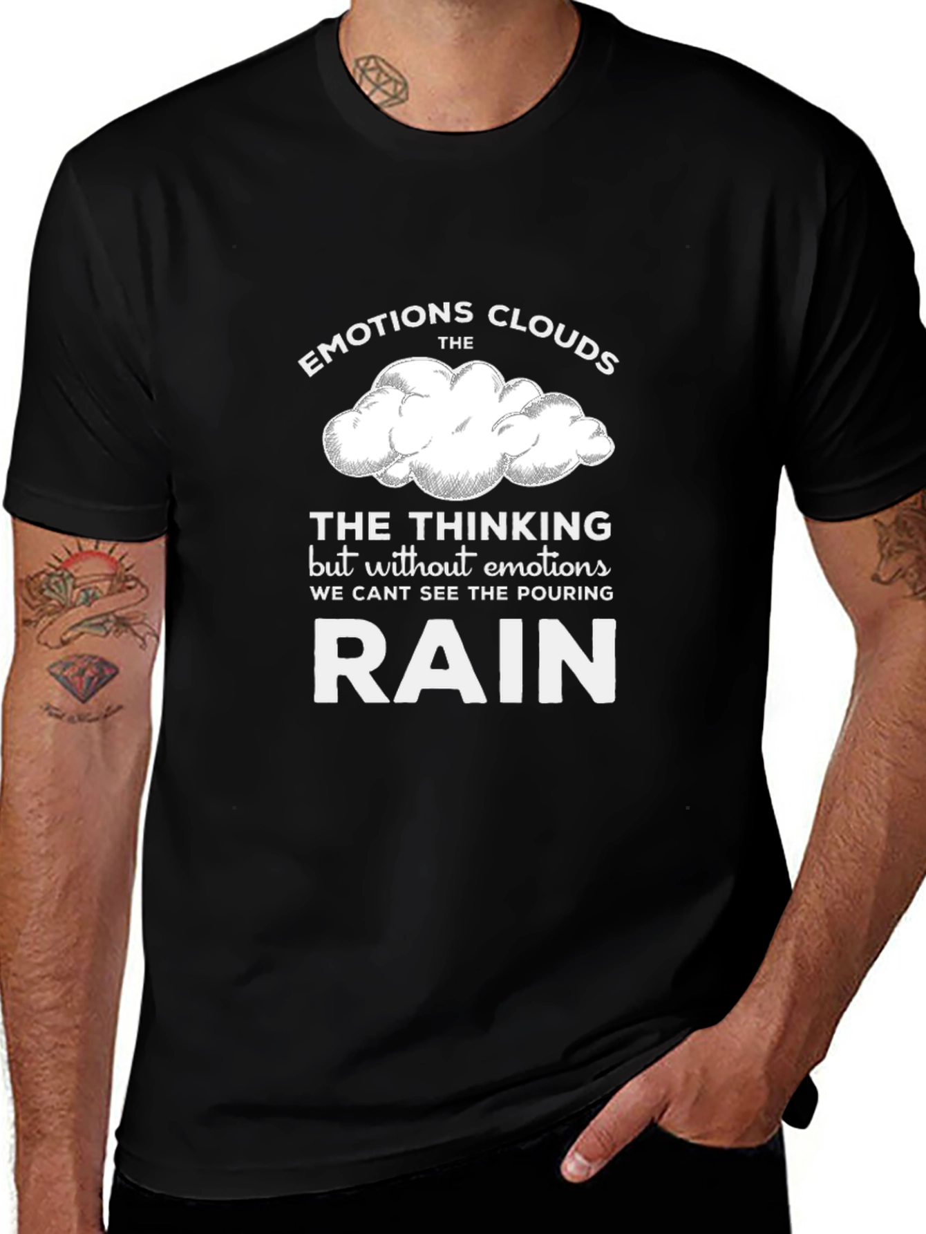 Emotions Clouds Graphic T-Shirt - Black