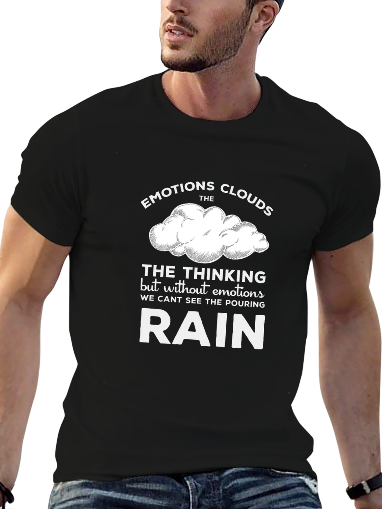 Emotions Clouds Graphic T-Shirt - Black