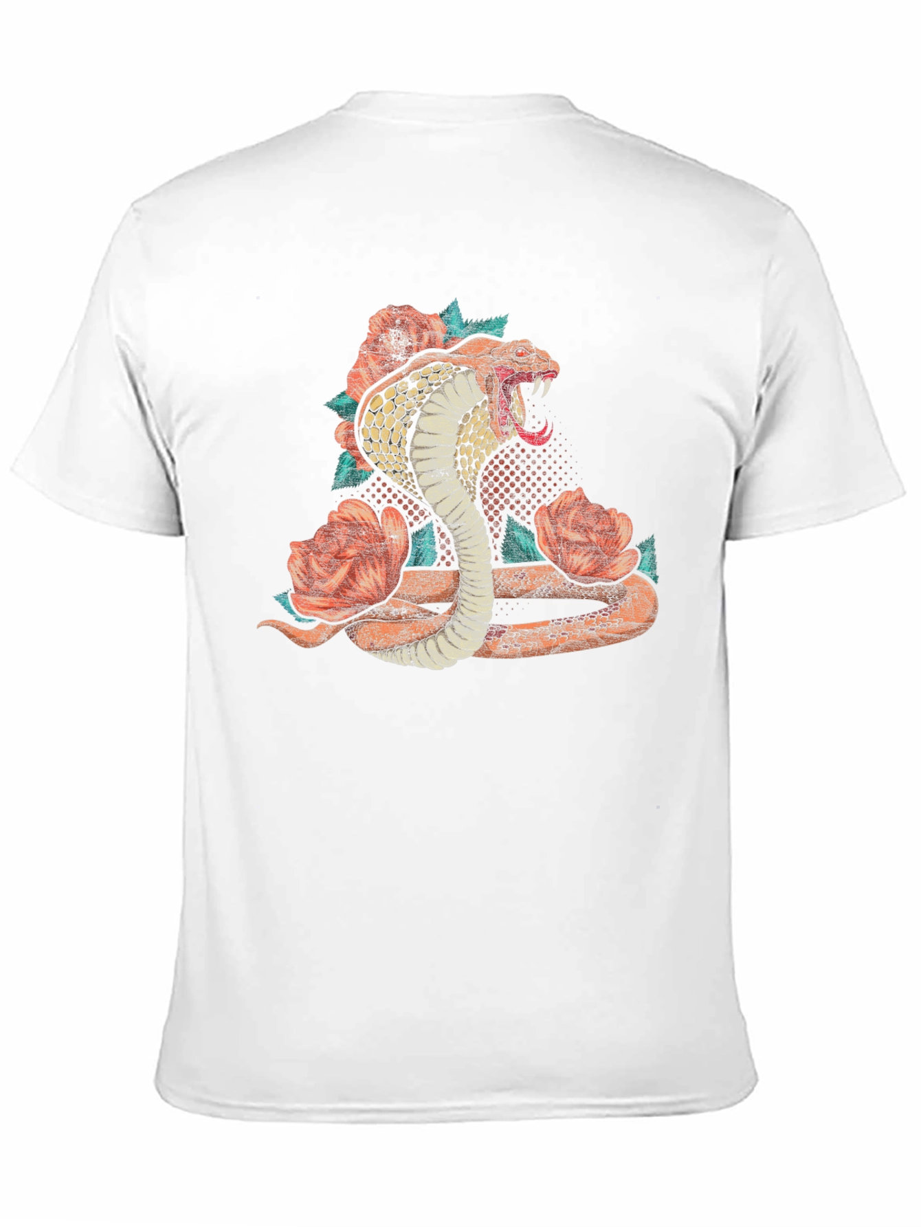 Cobra Snake Floral Graphic Print Mens Black T-Shirt