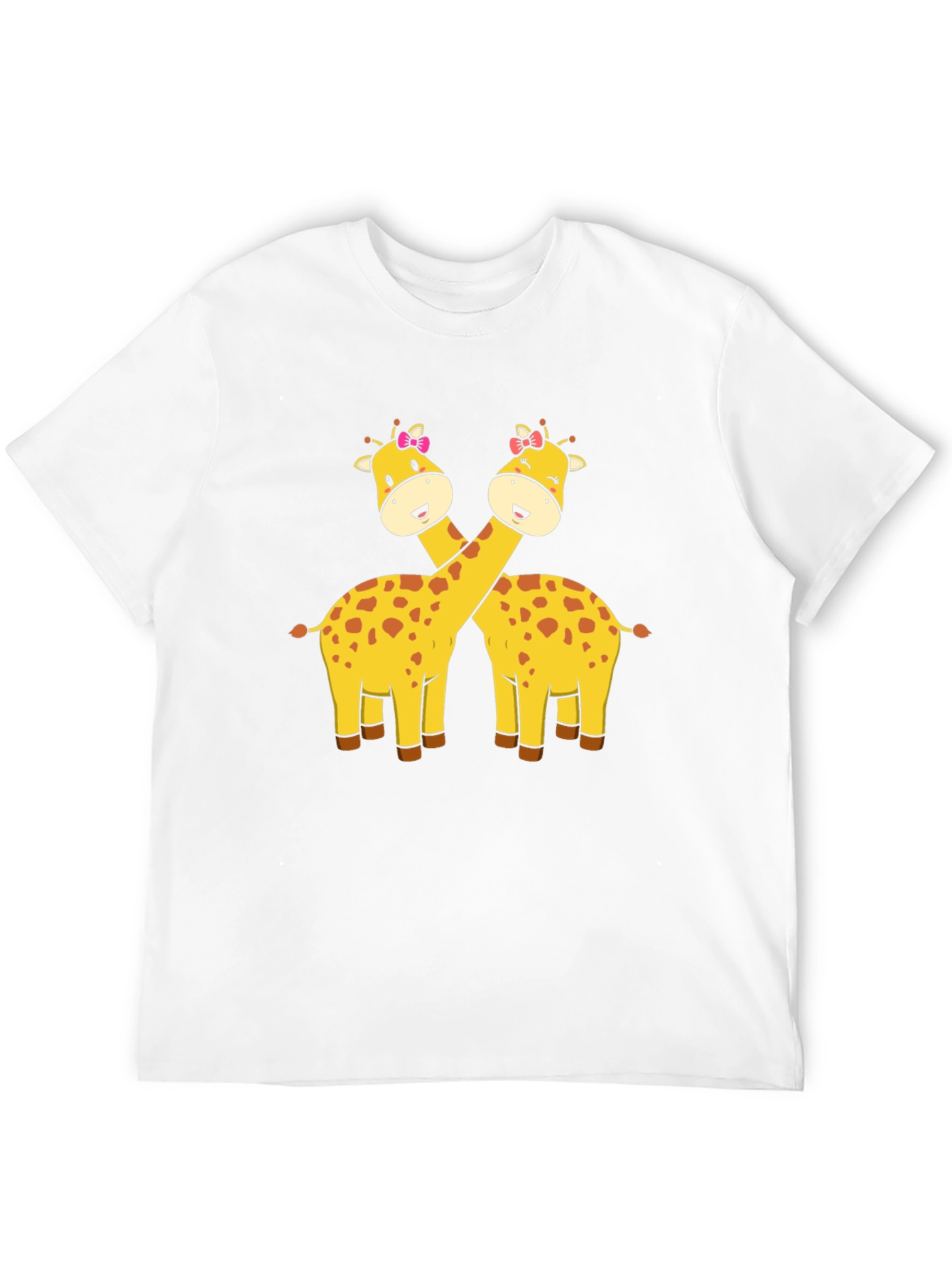 Cute Giraffe Couple Graphic T-Shirt - Black