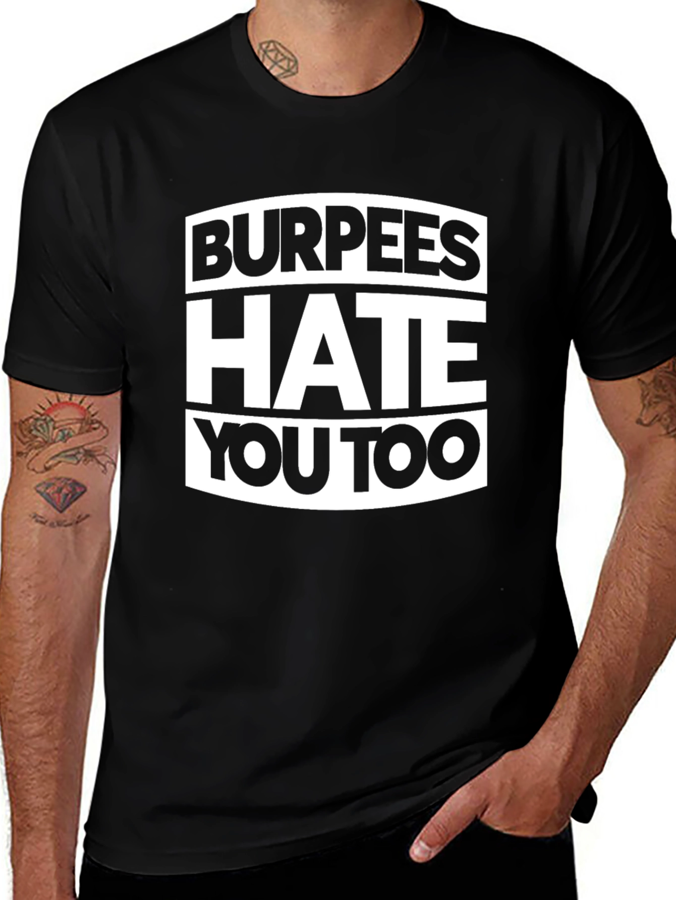 Burpees Hate You Too Graphic Tee - Black Cotton