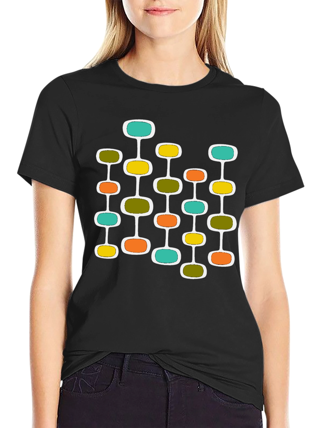 Mid-Century Modern Atomic Black T-Shirt