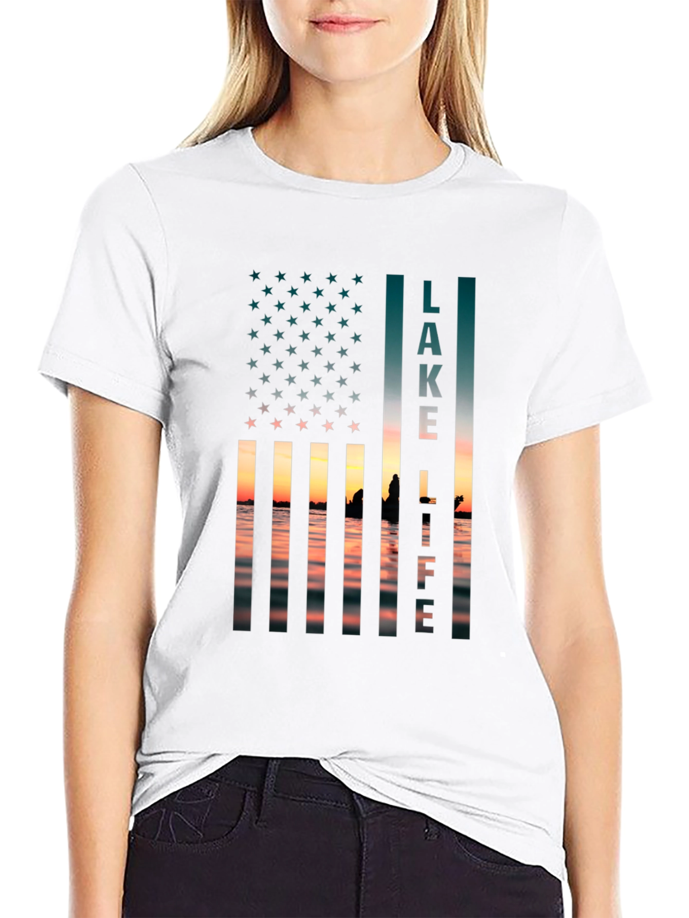 Lake Life USA Flag Graphic T-Shirt