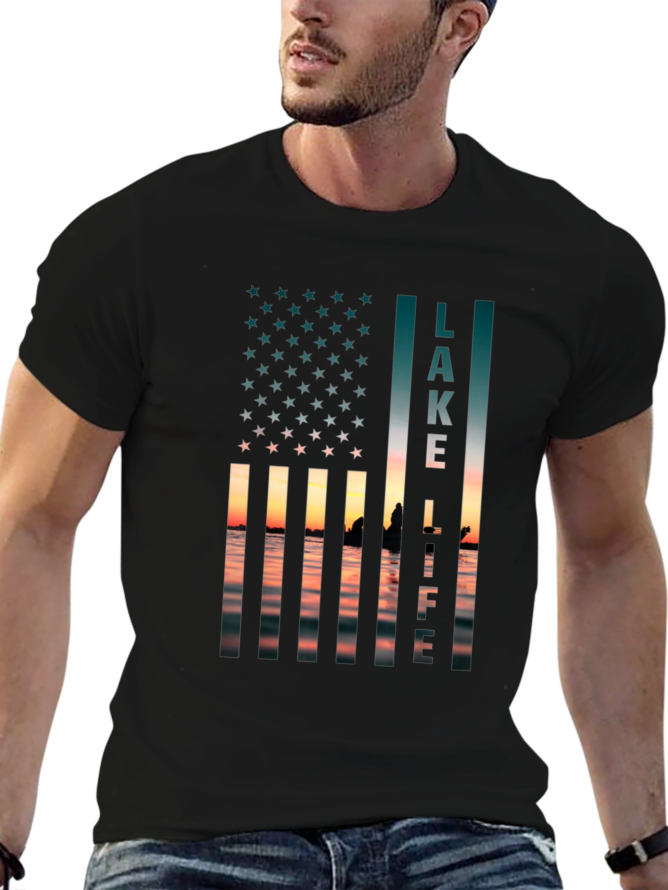 Lake Life USA Flag Graphic T-Shirt