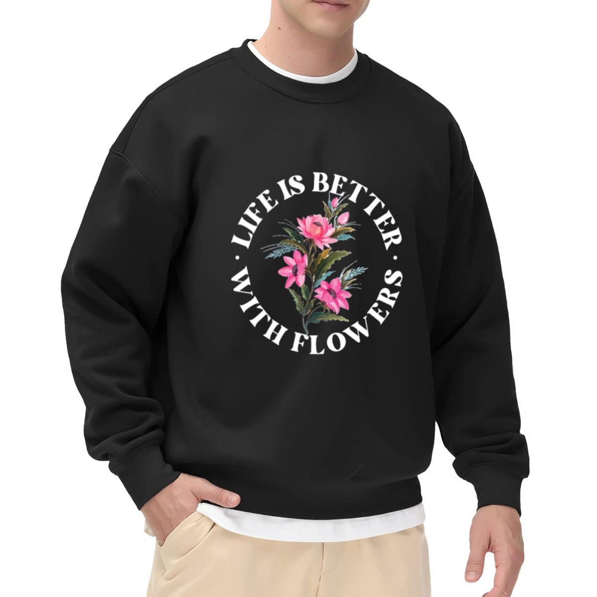 LIFE IS BETTER WITH FLOWERS - Floral Garden Graphic ԲÁìÎÀÒÂ | Unisex Pullover Sweatshirt