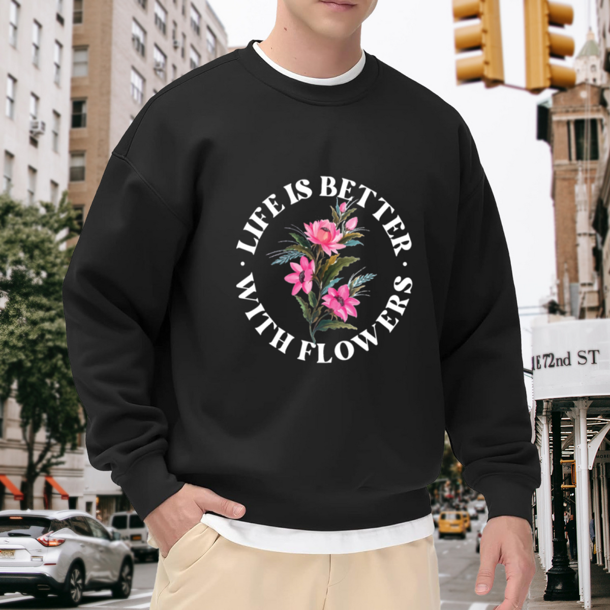 LIFE IS BETTER WITH FLOWERS - Floral Garden Graphic ԲÁìÎÀÒÂ | Unisex Pullover Sweatshirt