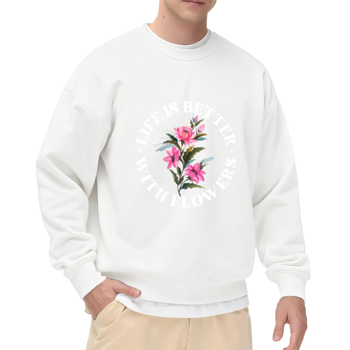 LIFE IS BETTER WITH FLOWERS - Floral Garden Graphic ԲÁìÎÀÒÂ | Unisex Pullover Sweatshirt