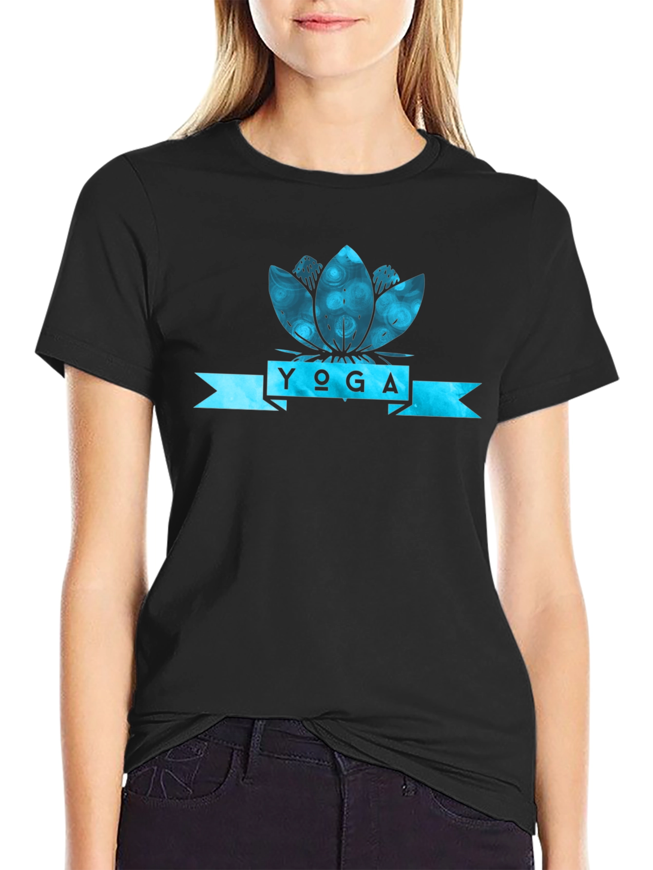Yoga Lotus Flower Graphic T-Shirt