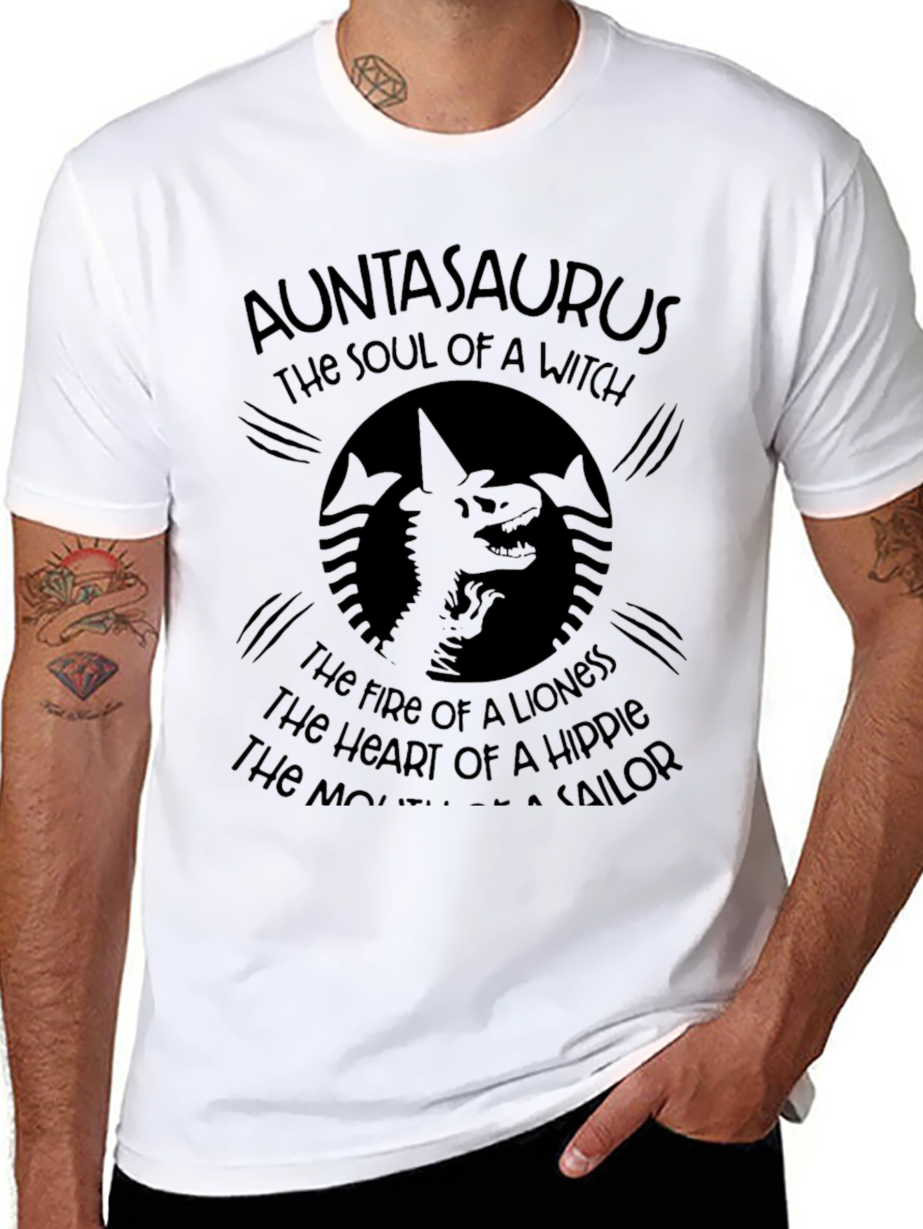 Auntasaurus Graphic T-Shirt - Witch Lioness Hippie Sailor
