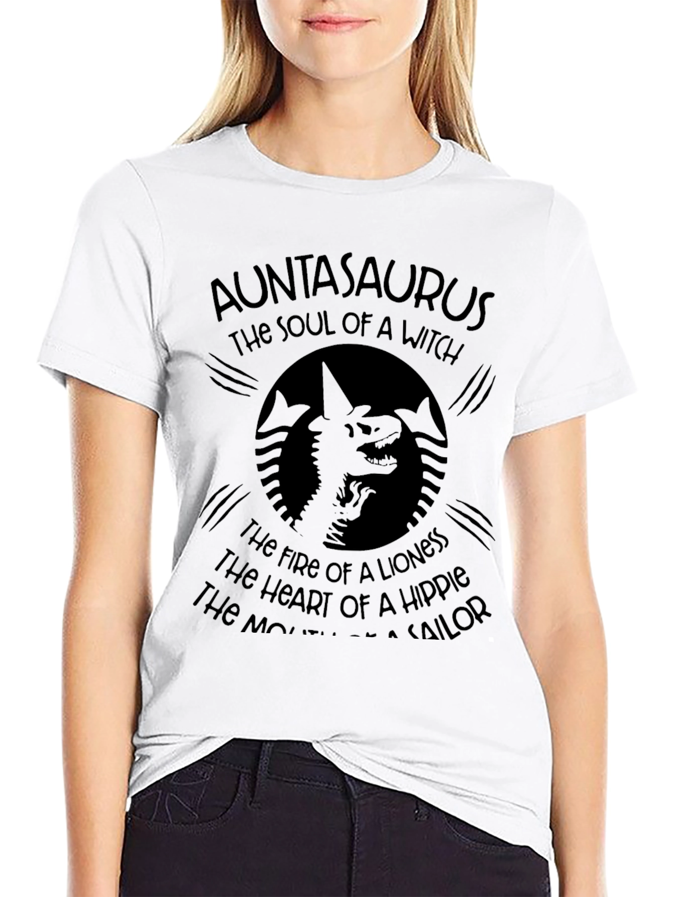 Auntasaurus Graphic T-Shirt - Witch Lioness Hippie Sailor