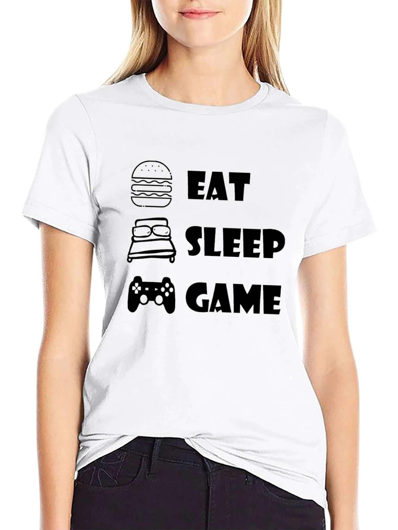 Eat Sleep Game Black Graphic Tee