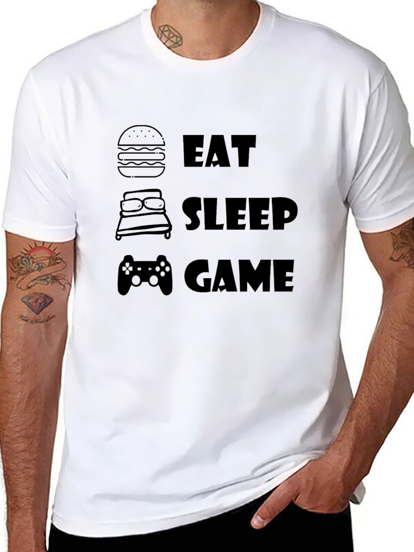 Eat Sleep Game Black Graphic Tee