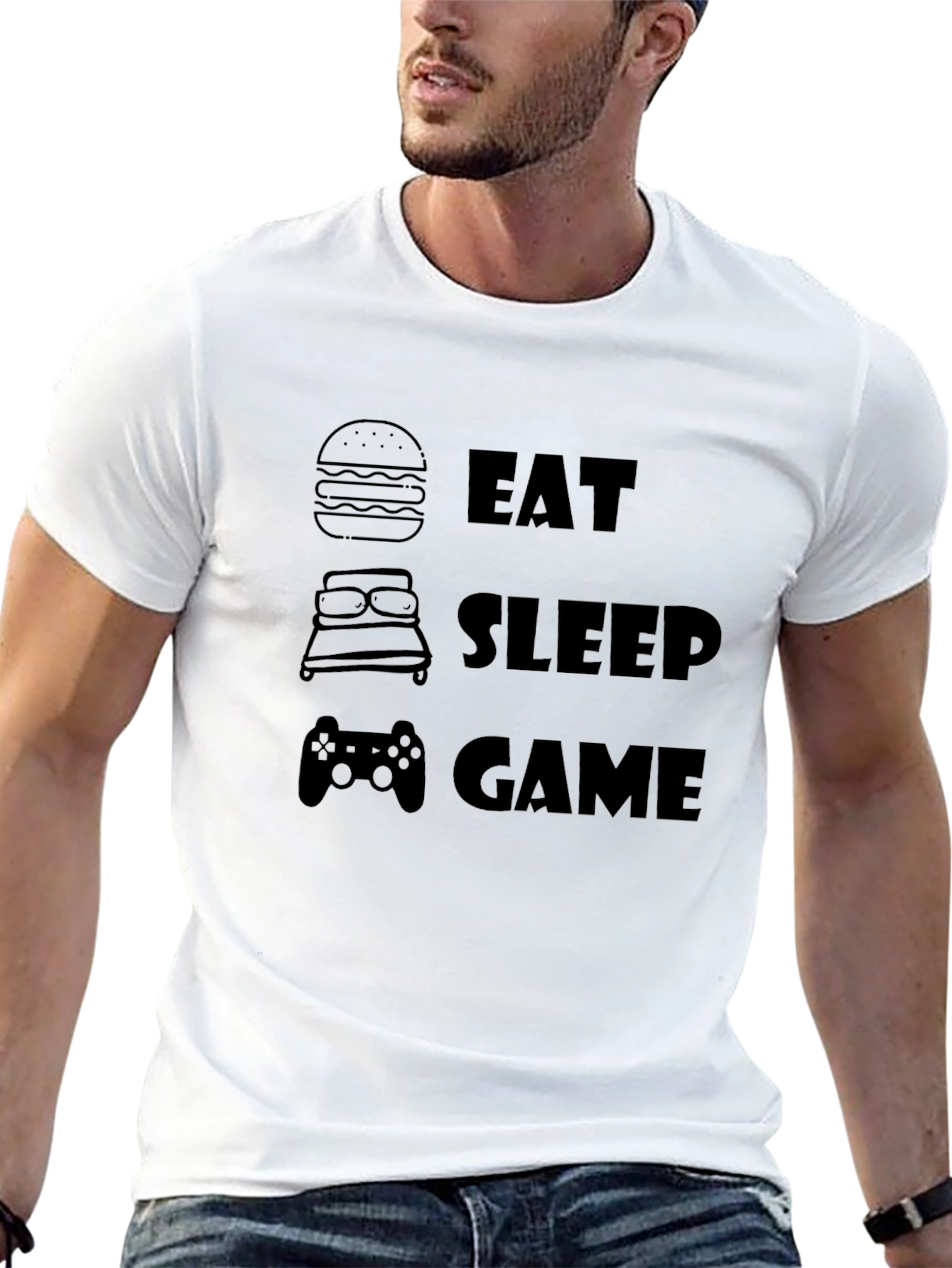 Eat Sleep Game Black Graphic Tee