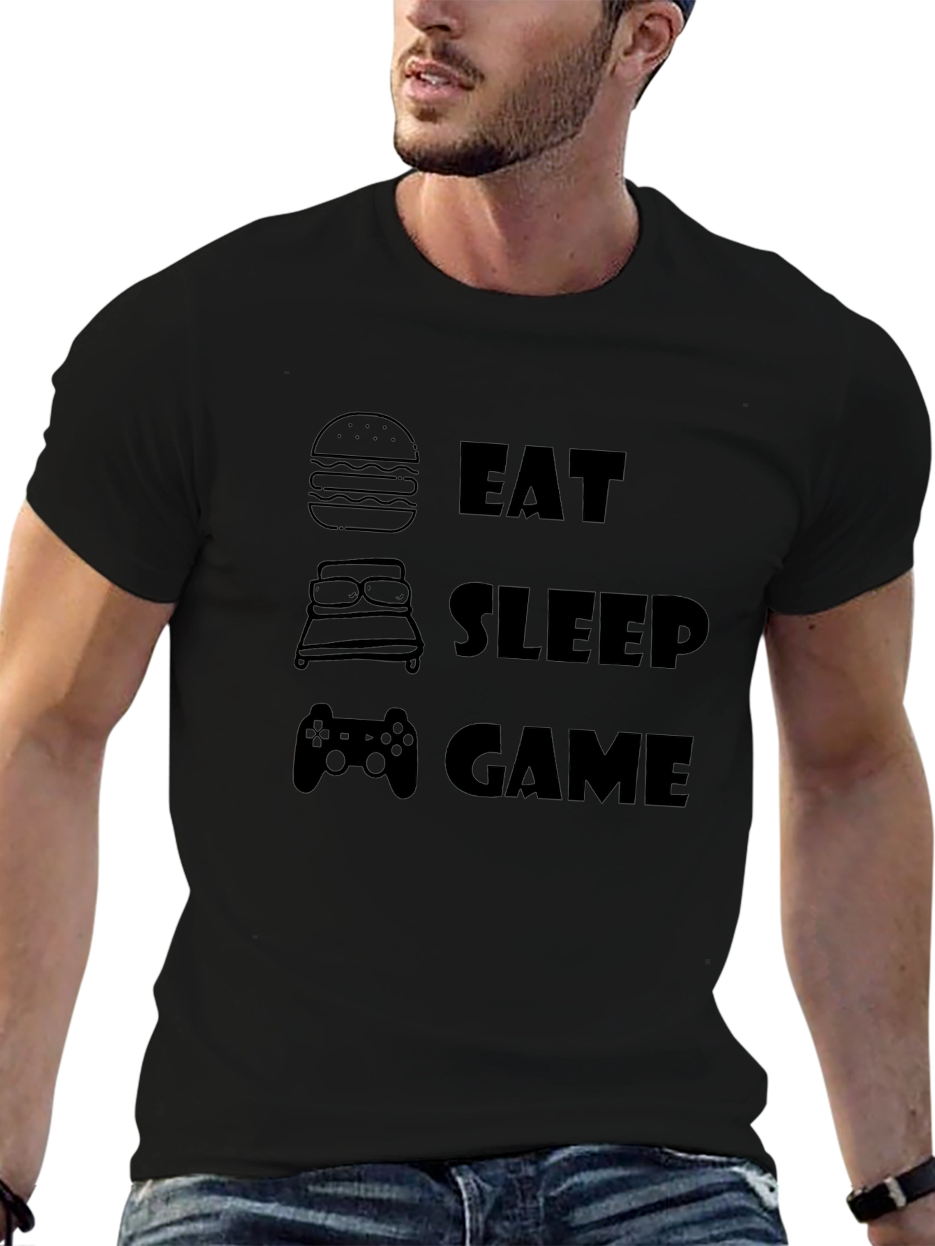 Eat Sleep Game Black Graphic Tee