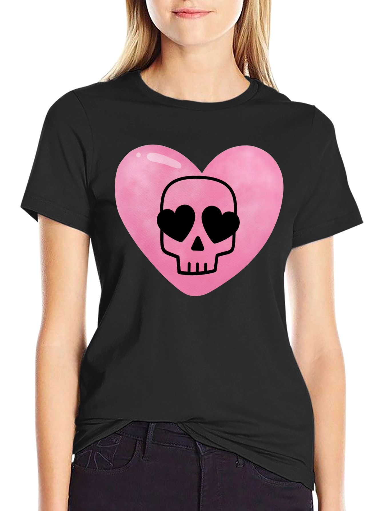 Heart Skull Black T-Shirt