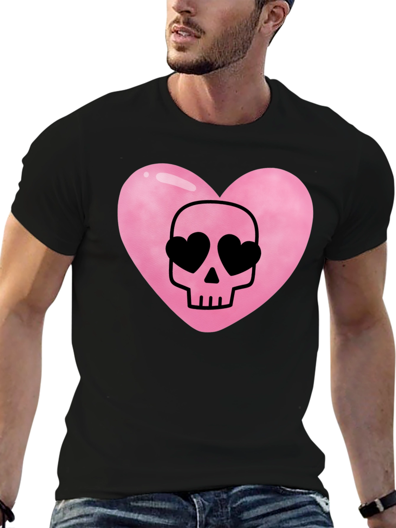 Heart Skull Black T-Shirt