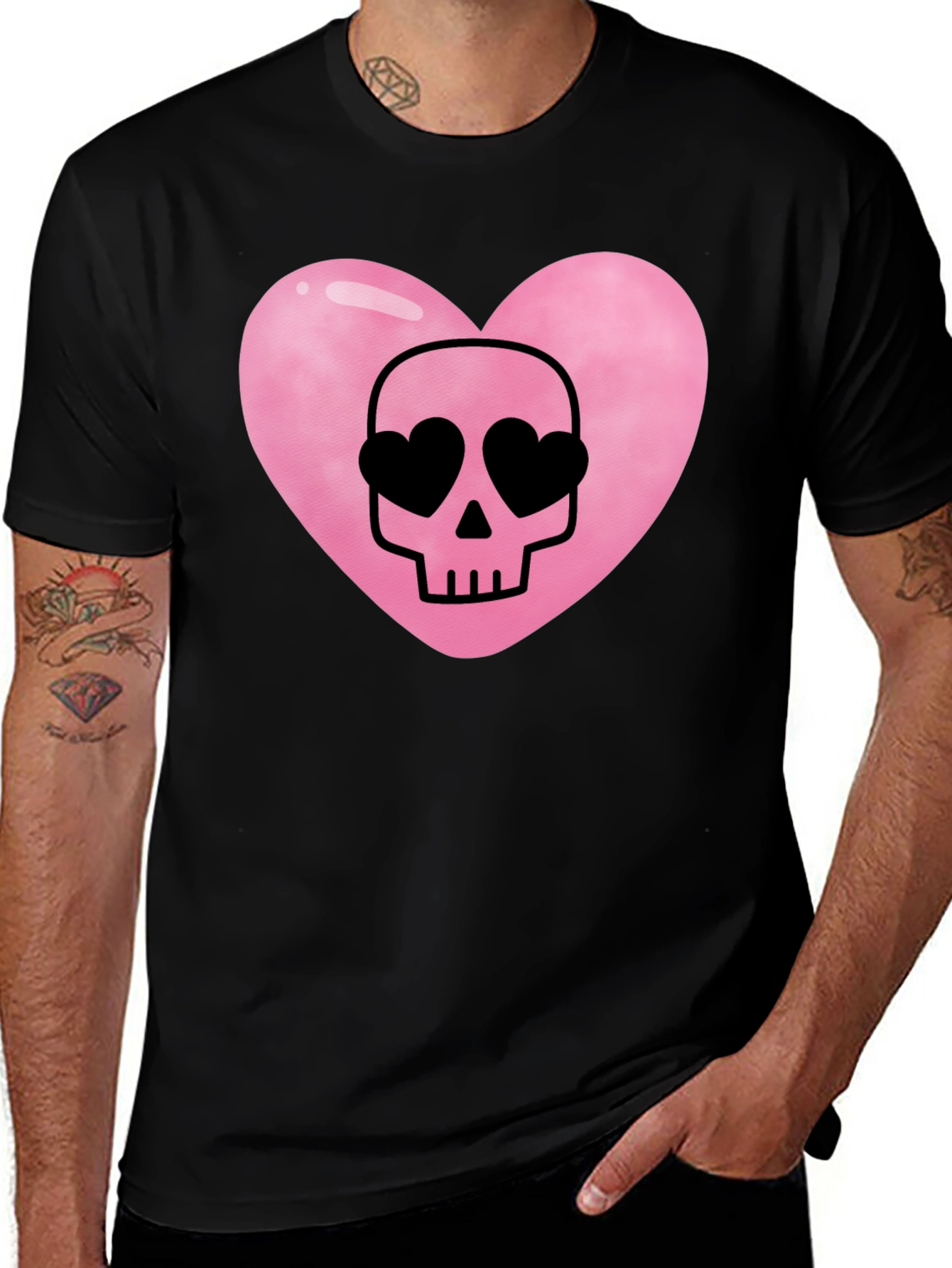 Heart Skull Black T-Shirt